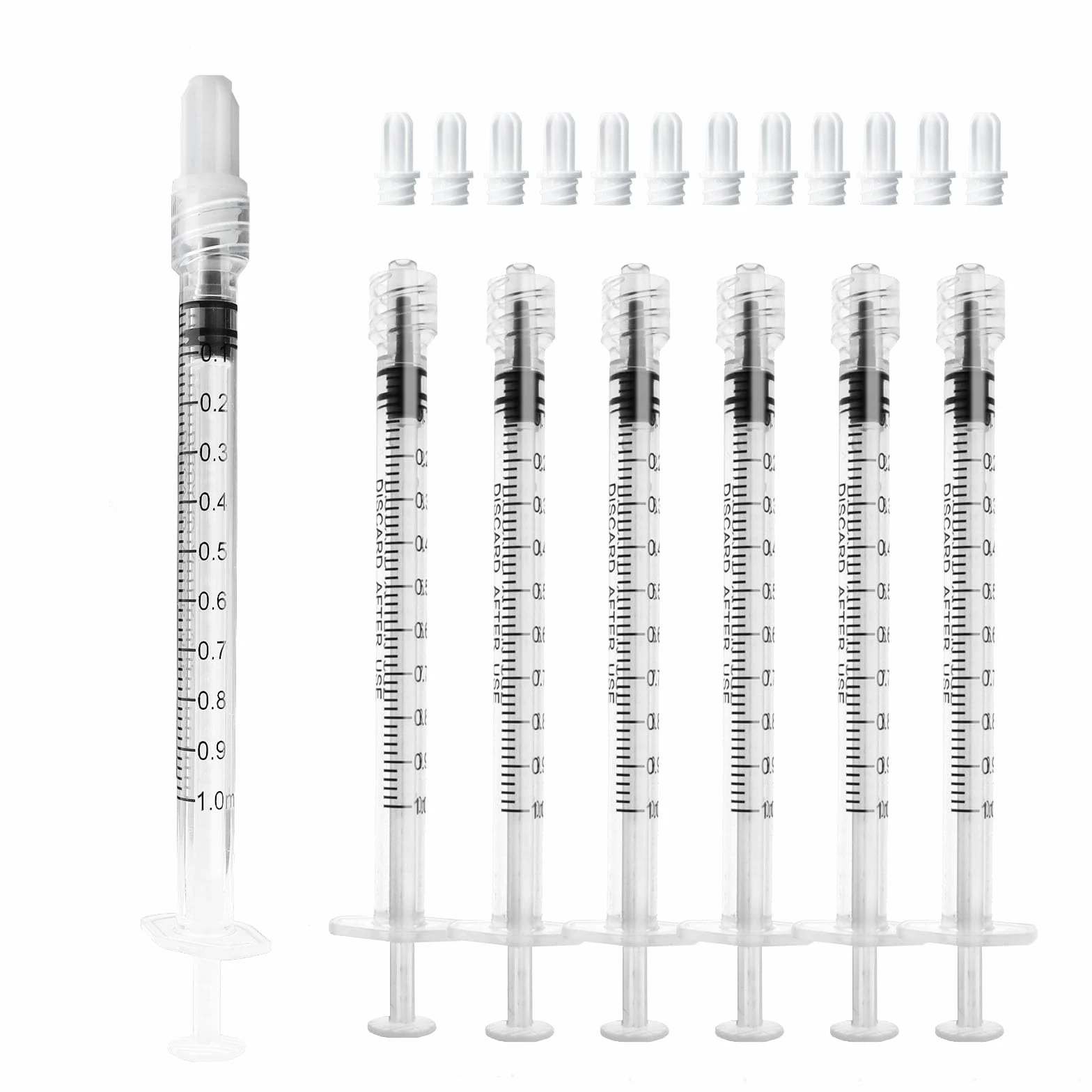Jeringa Luer Lock de 1 ml (sin aguja), estéril, envuelta individualmente, paquete de 20, medición precisa de líquidos, diseño a prueba de fugas