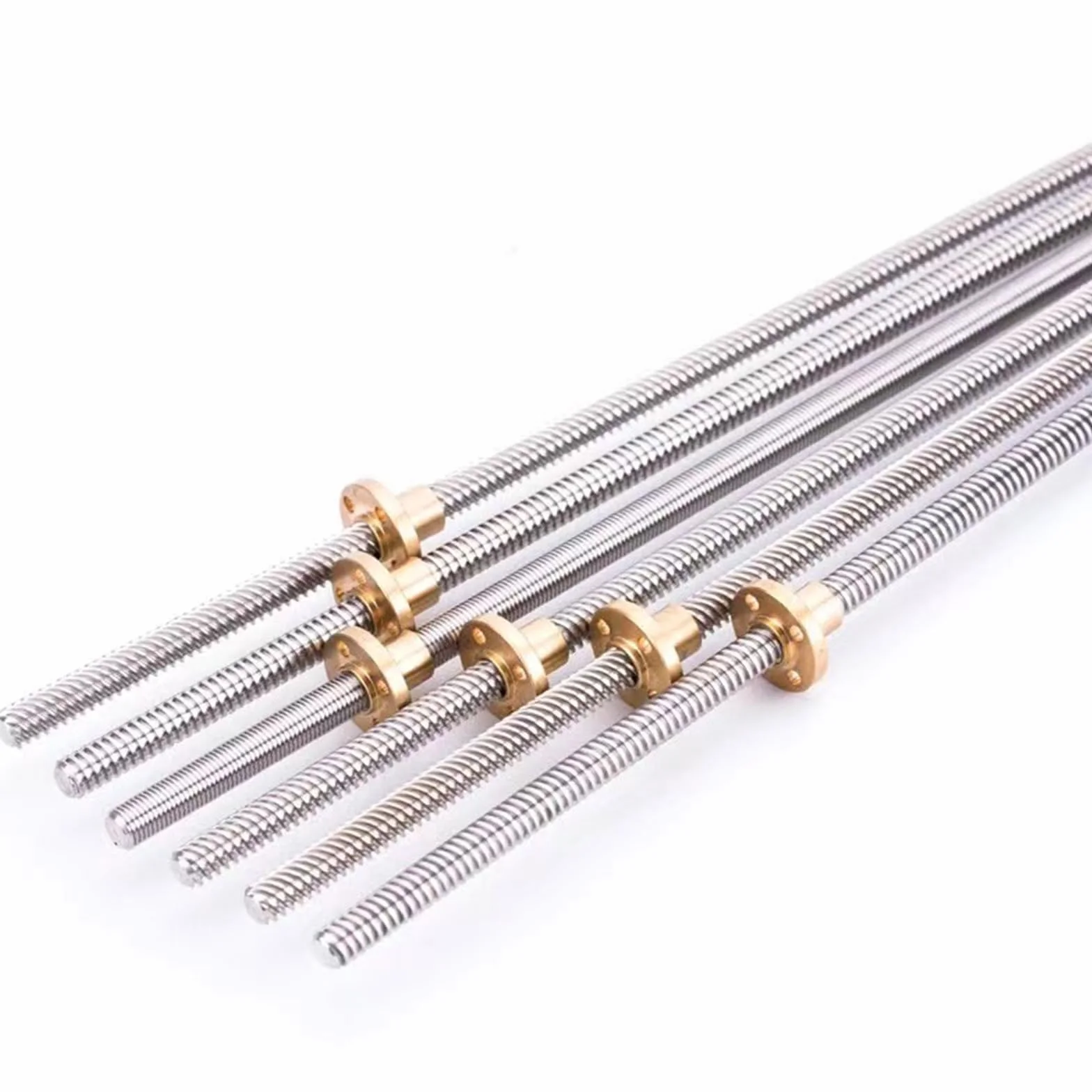 roscado juego Tornillo de rosca trapezoidal TR14x3 TR14x6, paso de 3mm, plomo de 3mm y 6mm, tornillo de avance T14 con tuerca con reborde de latón, varilla roscada completa de 14mm tornillo trapezoida
