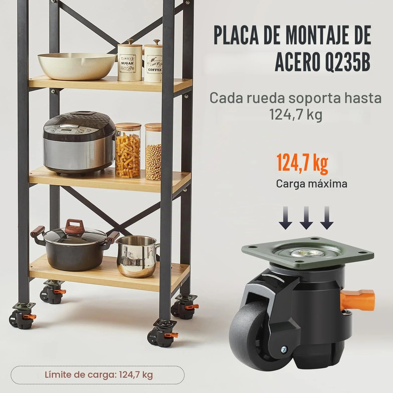 VEVOR Ruedas Niveladoras 4 Piezas 50,8 mm Carga 500 kg Giratorias 360° Ajustables