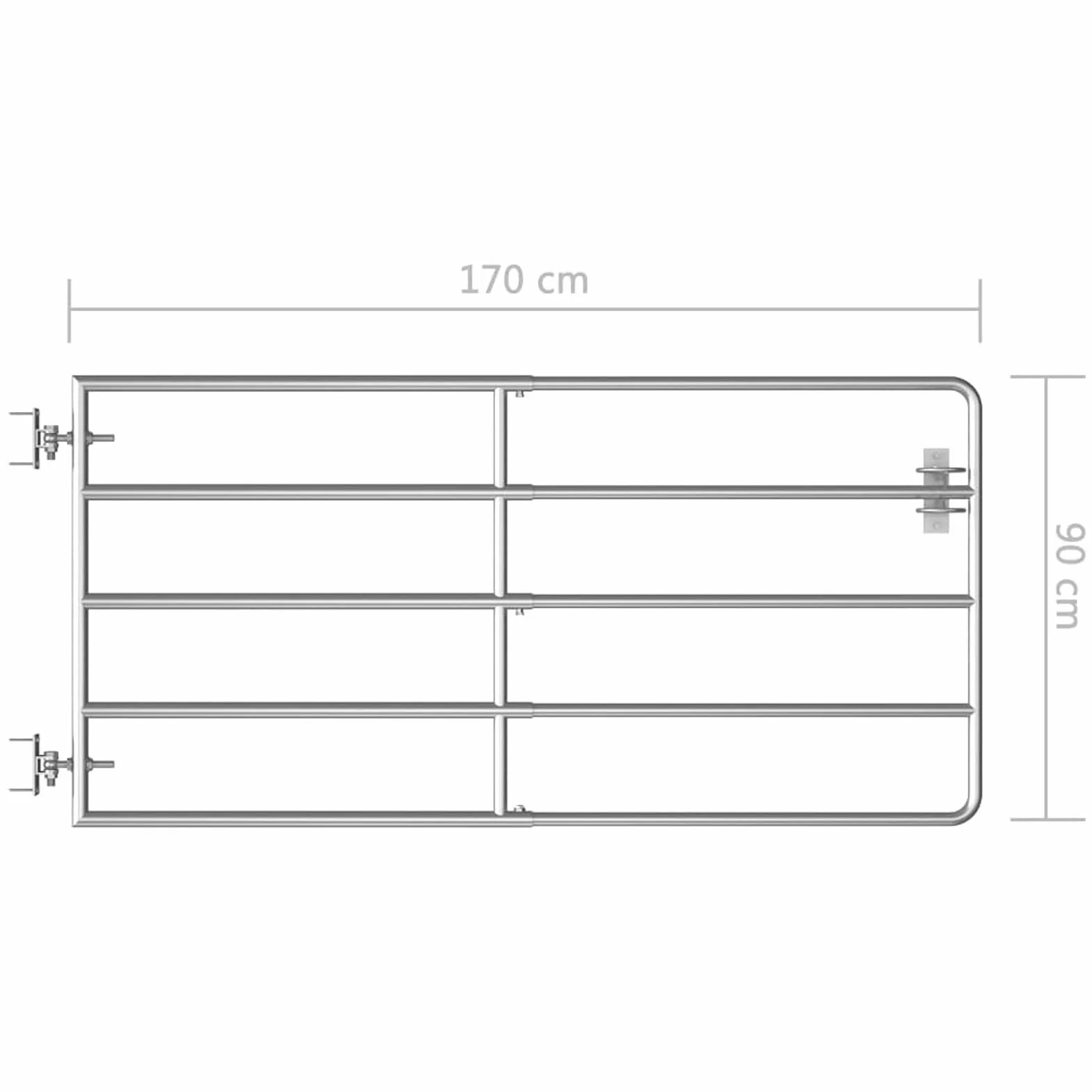 Gecheer Puerta Campo Seguridad 5 Barras Acero Galvanizado, Cierre Autobloqueo, 95-170x90cm