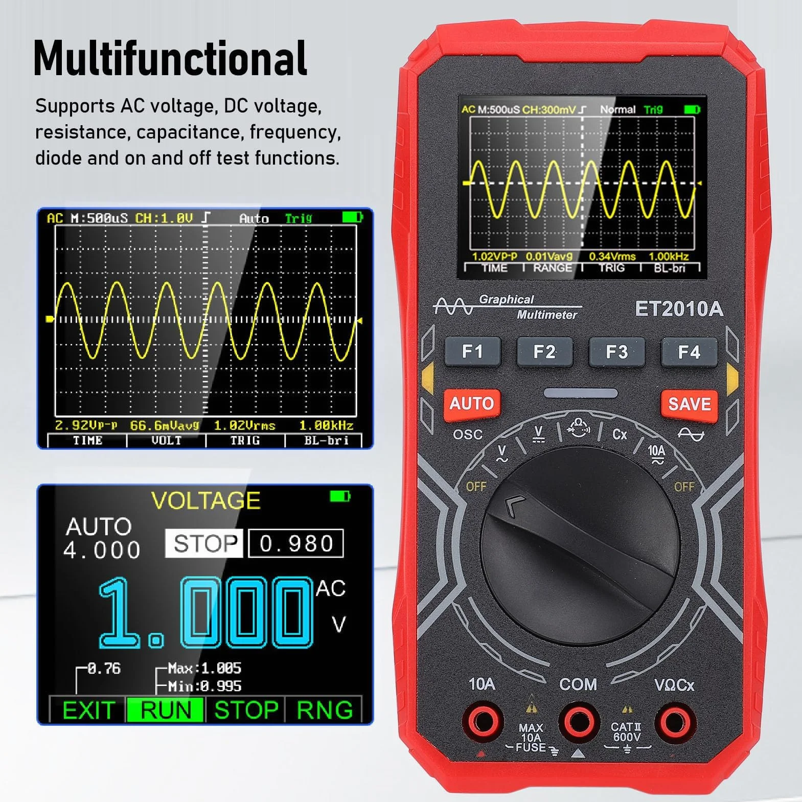 Osciloscopio Multímetro Portátil 2 en 1 Mini con Ancho de Banda 1MHz y 2.5MSPS para Pruebas Electrónicas Depuración y Aplicaciones Automotrices