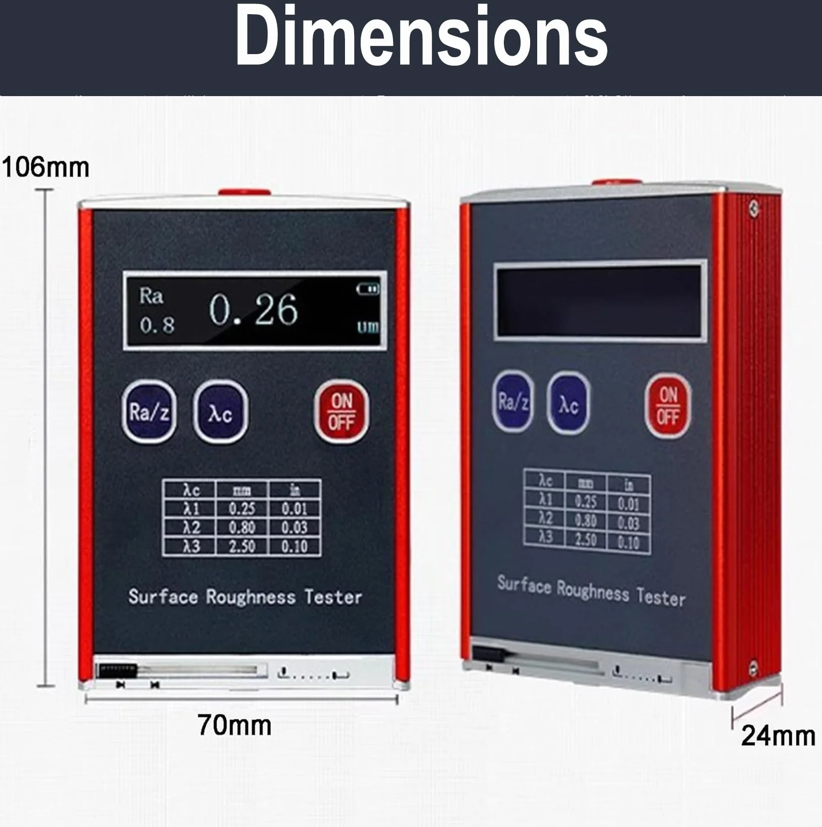 Rugosímetro portátil de 0,01 μm, medidor digital de rugosidad con bloque de calibración estándar, 4 parámetros de prueba: Ra/Rq 0,05~15,0 μm, Rz/Rt 0,1~50,0 μm, para para mediciones industriales