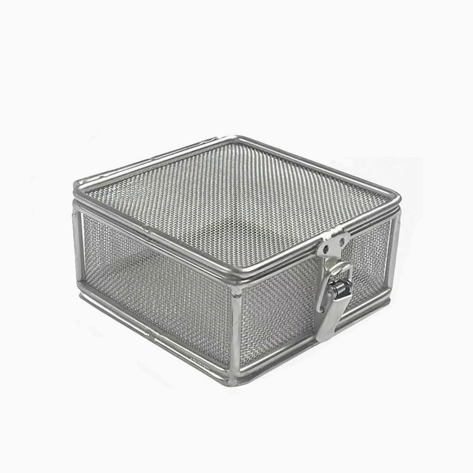 Cesta de malla de acero inoxidable con tapa，Contenedor para limpieza, lavado y esterilización de instrumental quirúrgico en hospitales(25 * 15 * 5cm)