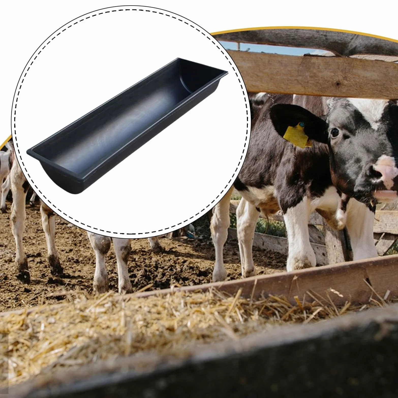 Comedero para Ganado Abrevadero para Vacas Alimentador para Ovejas Y Contenedor Profundo de Gran Capacidad para Alimentación Eficiente Adecuado para, 45 Cm X 25 Cm Negro