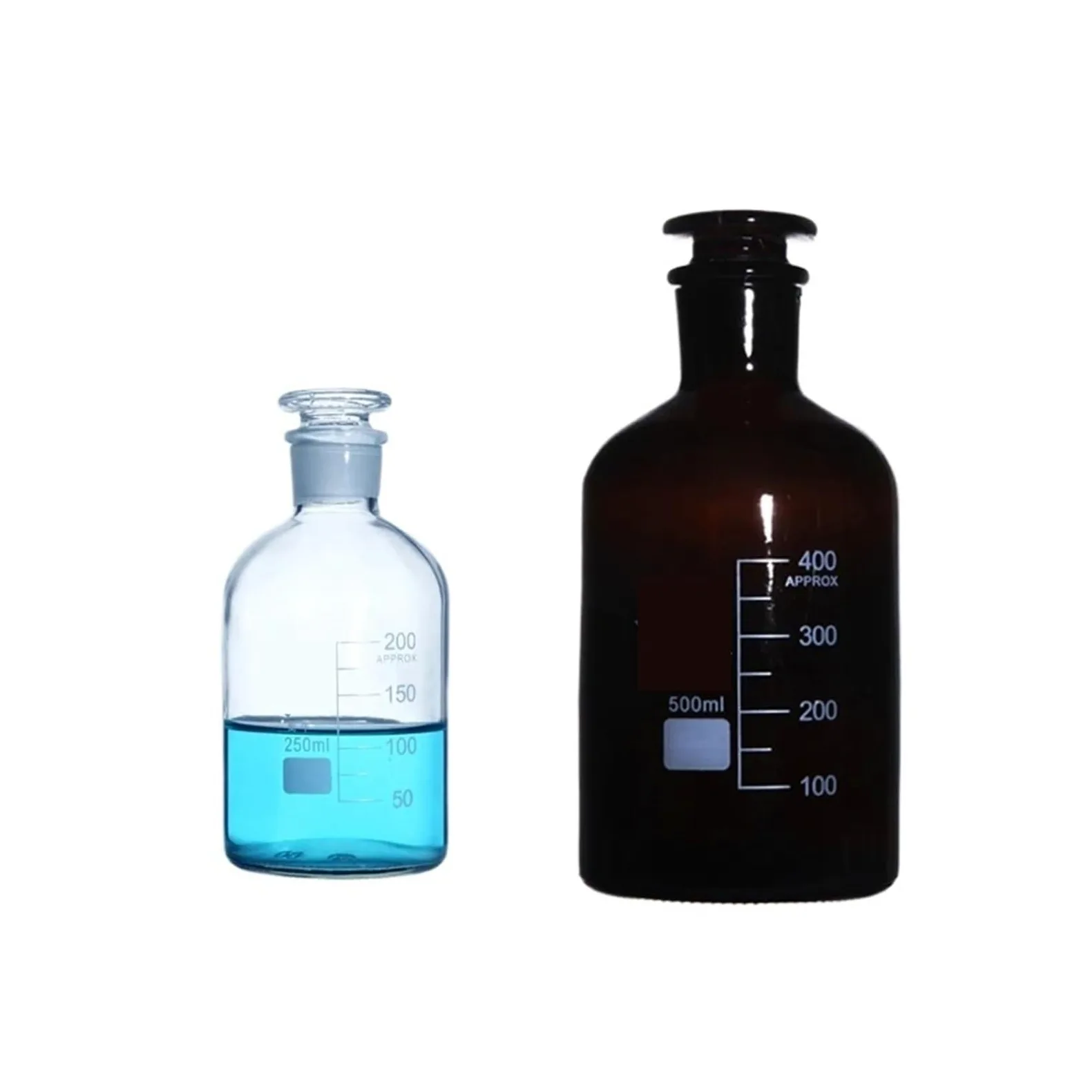 Botella de reactivo de vidrio, Frasco de vidrio for reactivo de laboratorio, de boca estrecha y boca pequeña, con tapón esmerilado, multicolor, de 60 ml a 1000 ml(1000mL 1pc)