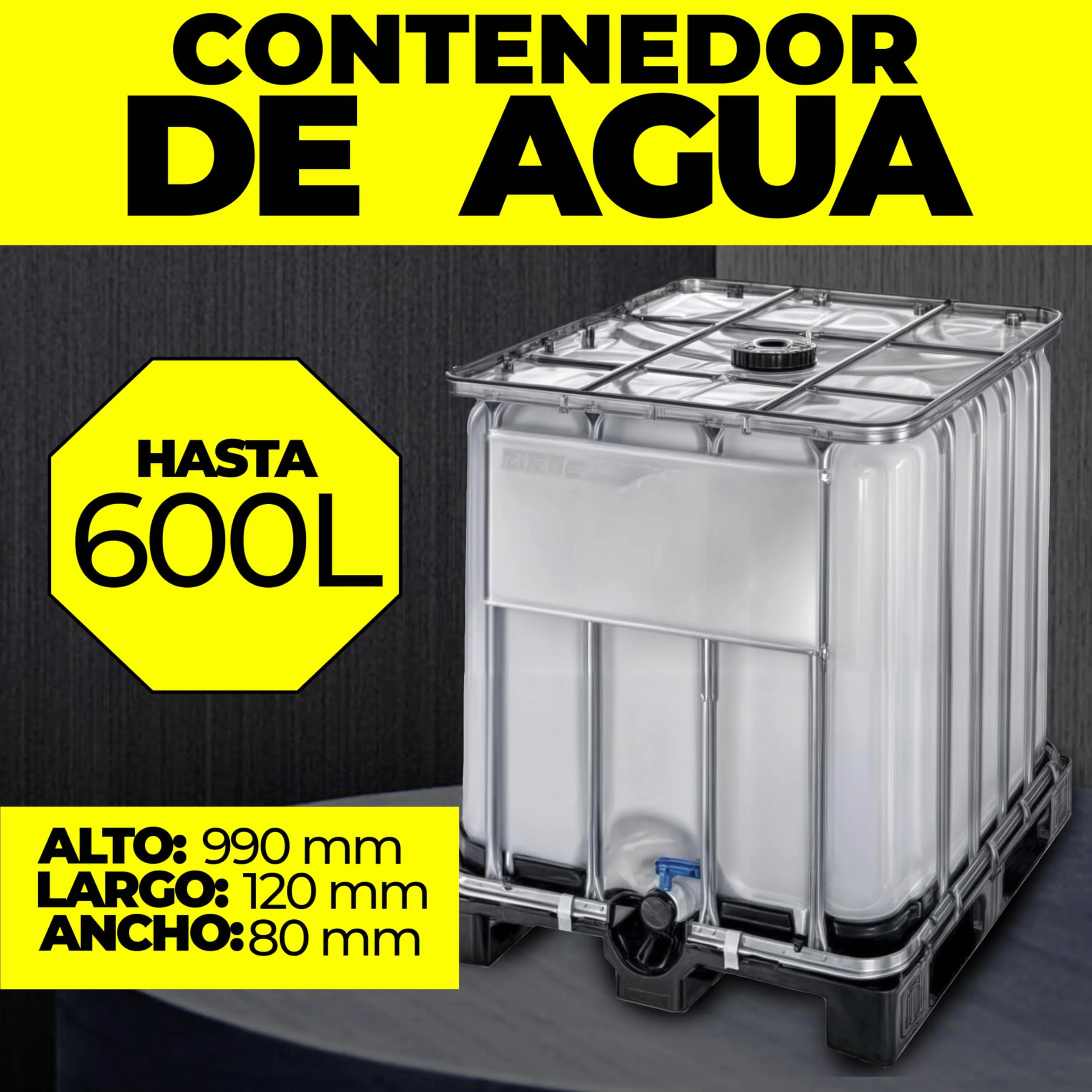 Werit Contenedor Depósito 600 litros con Palet de plástico ADR