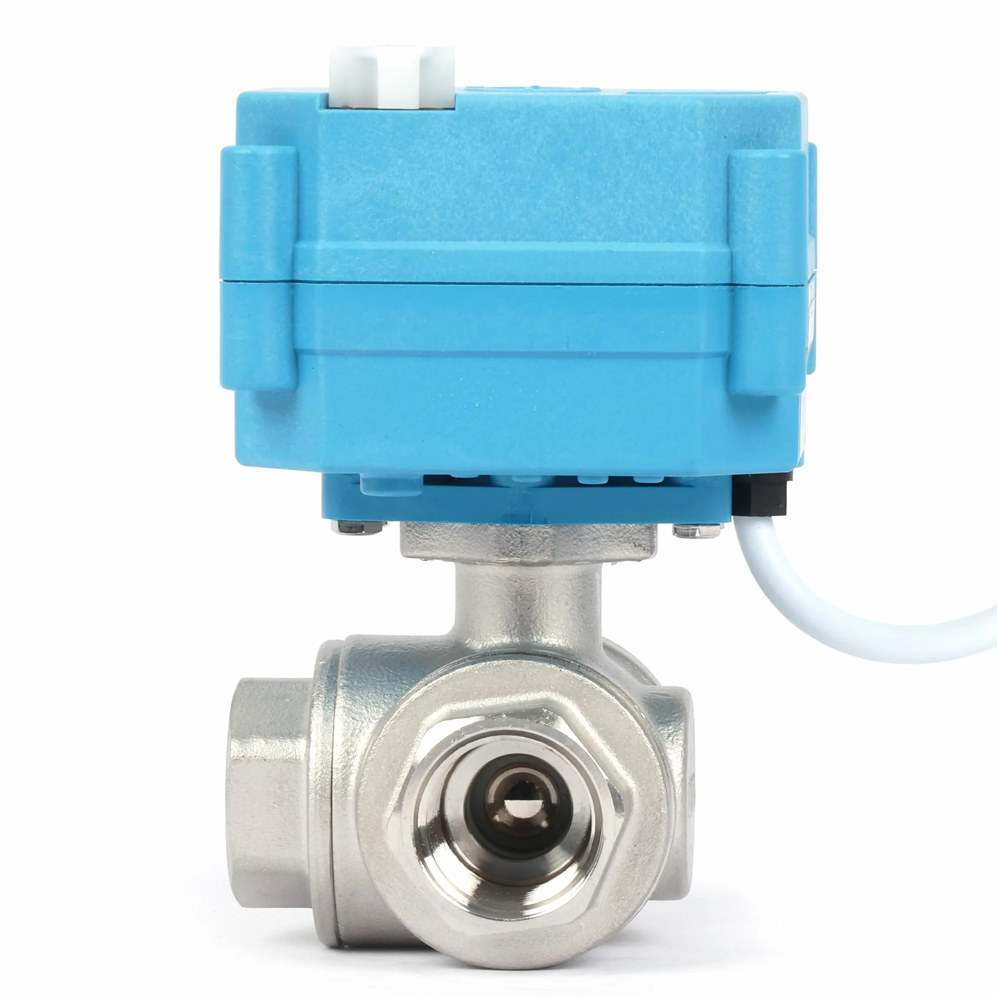 U.S. Solid Válvula motorizada 3 vías acero inoxidable: tipo T - eléctrica válvula con función manual, puerto estándar (1/2", AC110-230V)