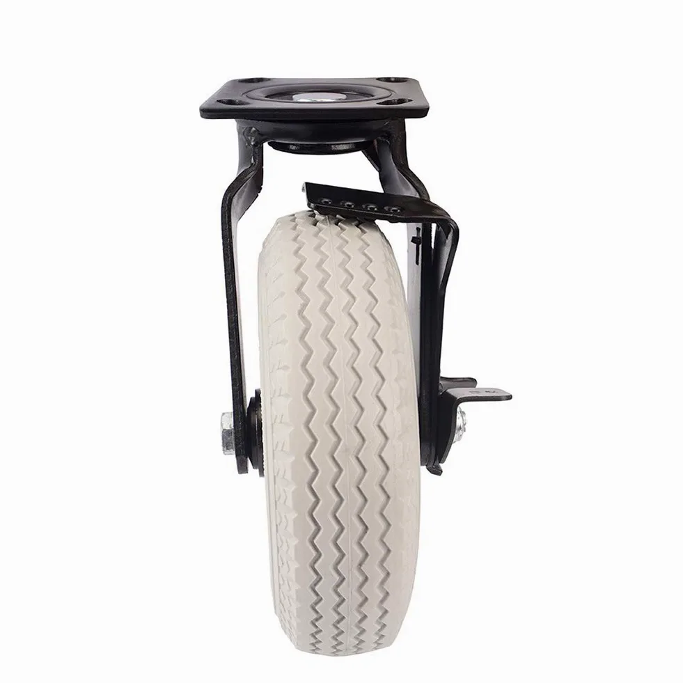 200mm 8 pulgadas Ruedas giratorias grandes de servicio pesado con freno para carro y Transporte industrial PU silenciosa Universal 150kg Rueda de núcleo de hierro para carretilla Dispositivo 1 pcs
