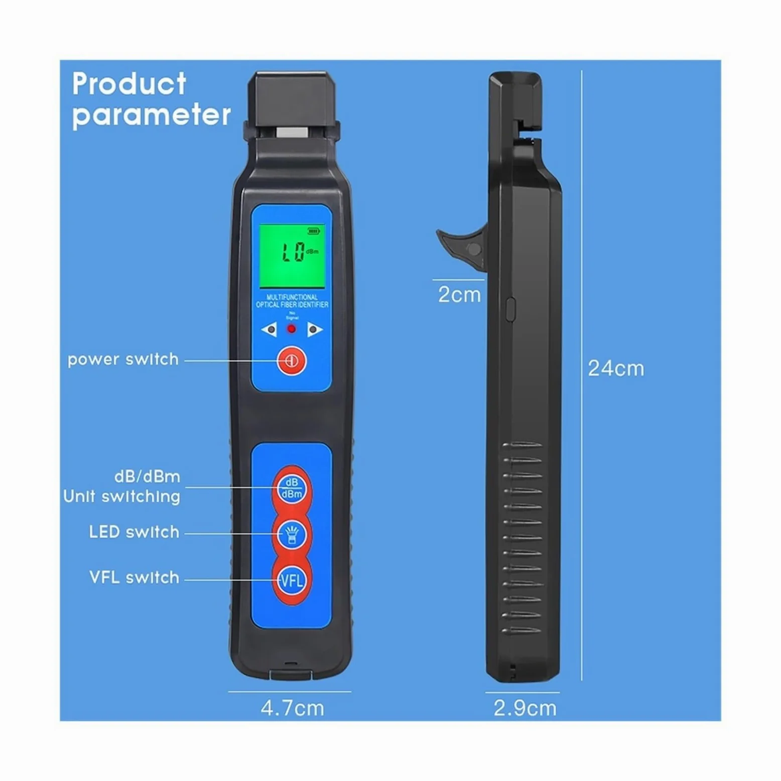 Identificador De Fibra Óptica+VFL+luz LED Con Localizador Visual De Fallas Incorporado De 10 Mw Identificador De Fibra Óptica(40D)