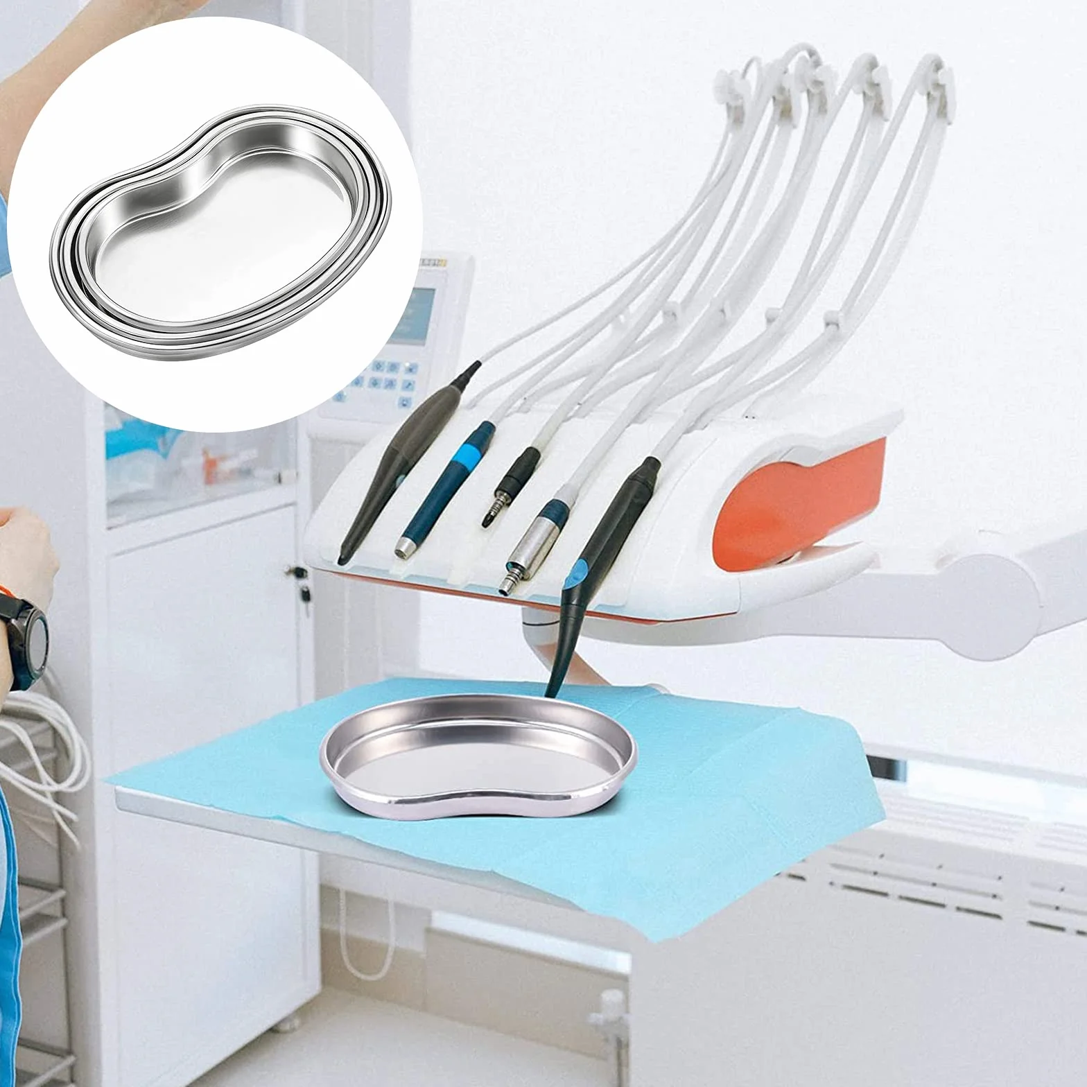 Bandeja Médica de Acero Inoxidable para Esterilización, Laboratorio Clínico y Tatuaje