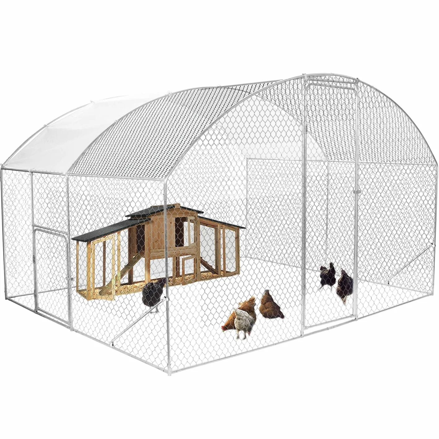 IDMarket - Recinto gallinero cúpula 7,5 m² Parque de malla 3x2,5 M con puerta lateral