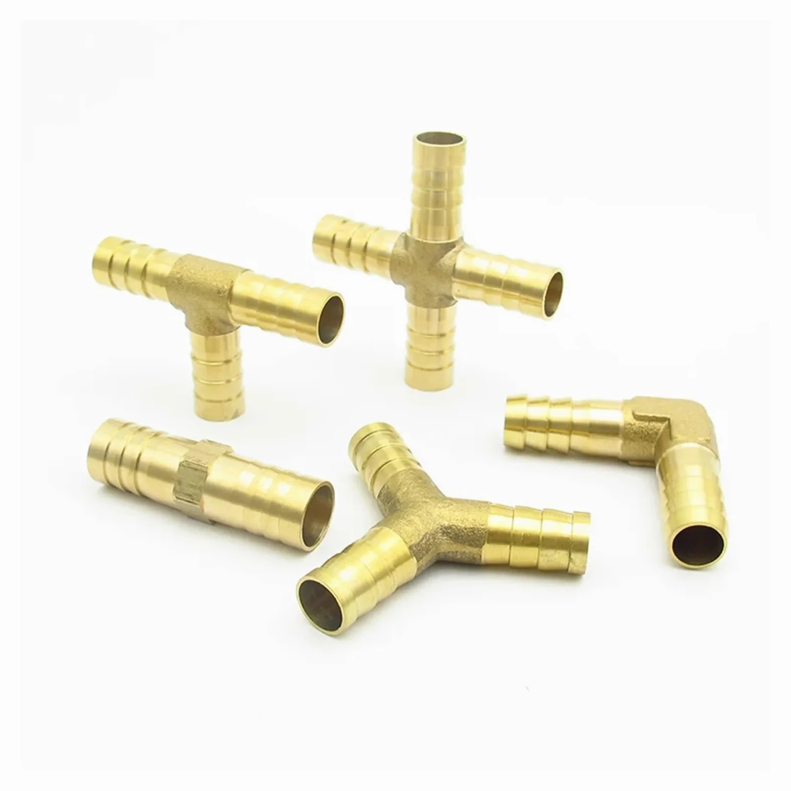 Conector de manguera de latón con púas de latón – codo de tres vías en T – Compatible con tamaños de 4 mm a 25 mm