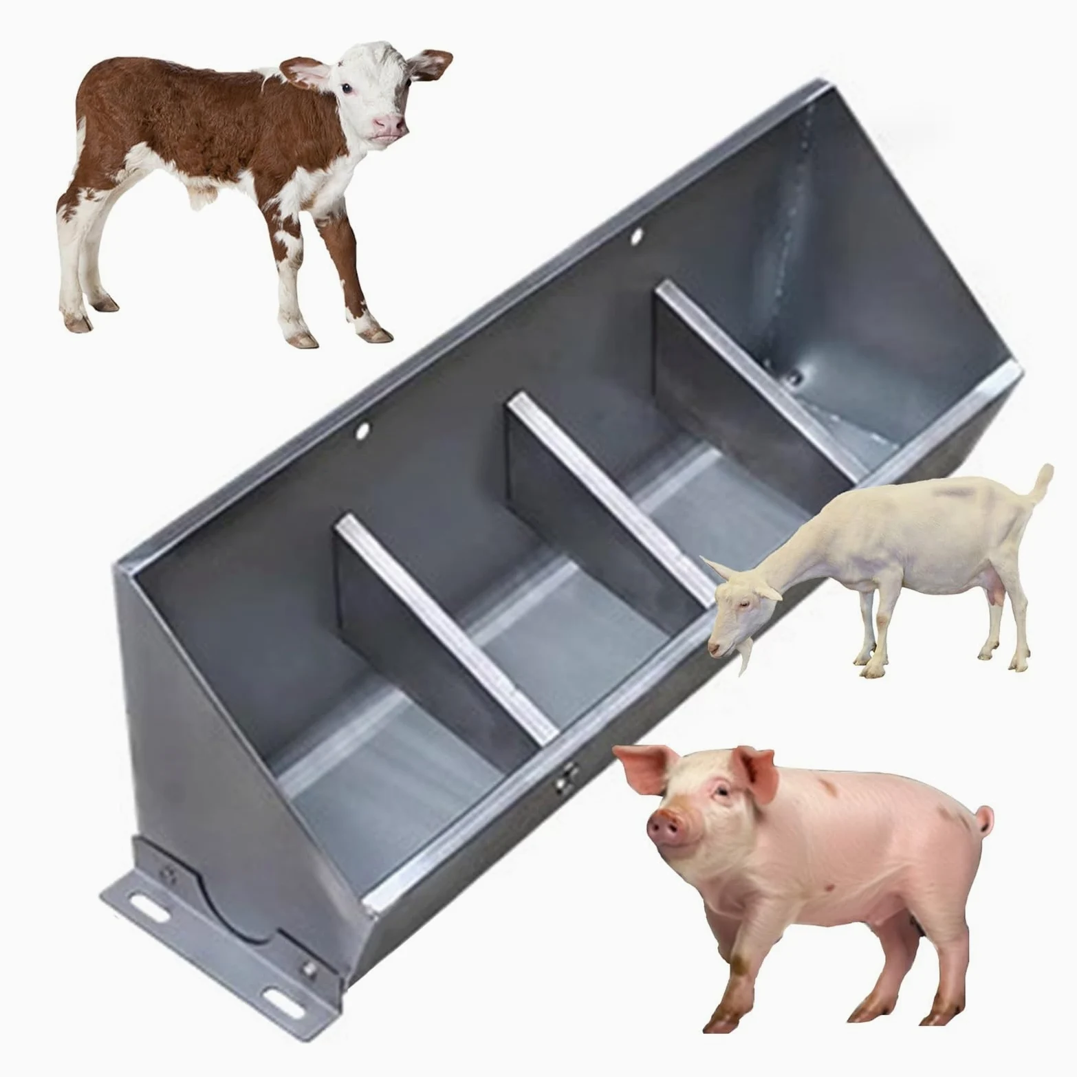 Kit de comedero para ganado con múltiples compartimentos, solución de alimentación duradera y eficiente para granjas porcinas, corrales de ovejas y establos de caballos
