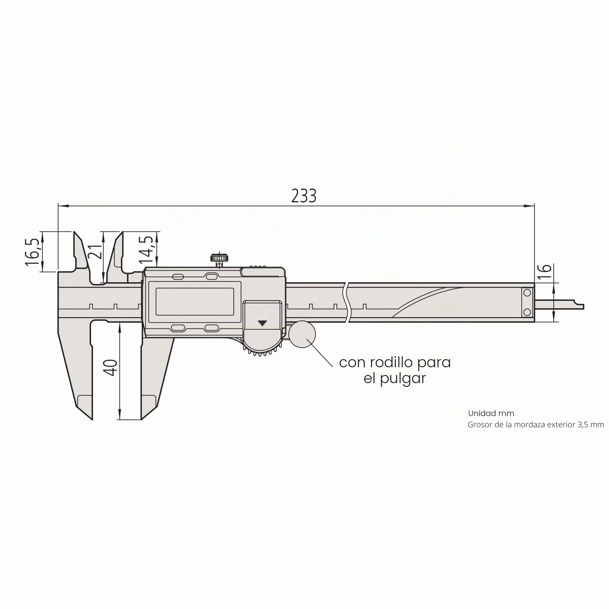 Mitutoyo Calibre Electrónico Digital 150 mm 0,01 mm ABS AOS Sensor Inducción