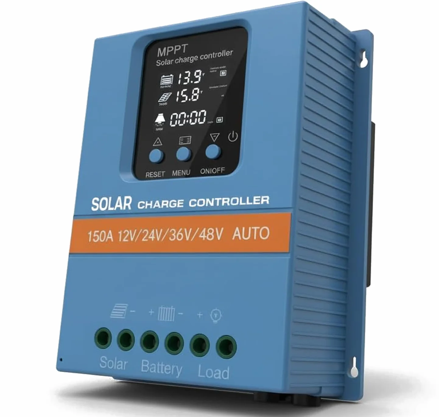 Regulador de carga solar MPPT de 150 A, 12 V/24 V/36 V/48 V, detección automática, pantalla LCD, protección contra sobrecarga para autocaravanas/camiones/sistemas de PV domésticos LiFePO4/batería de