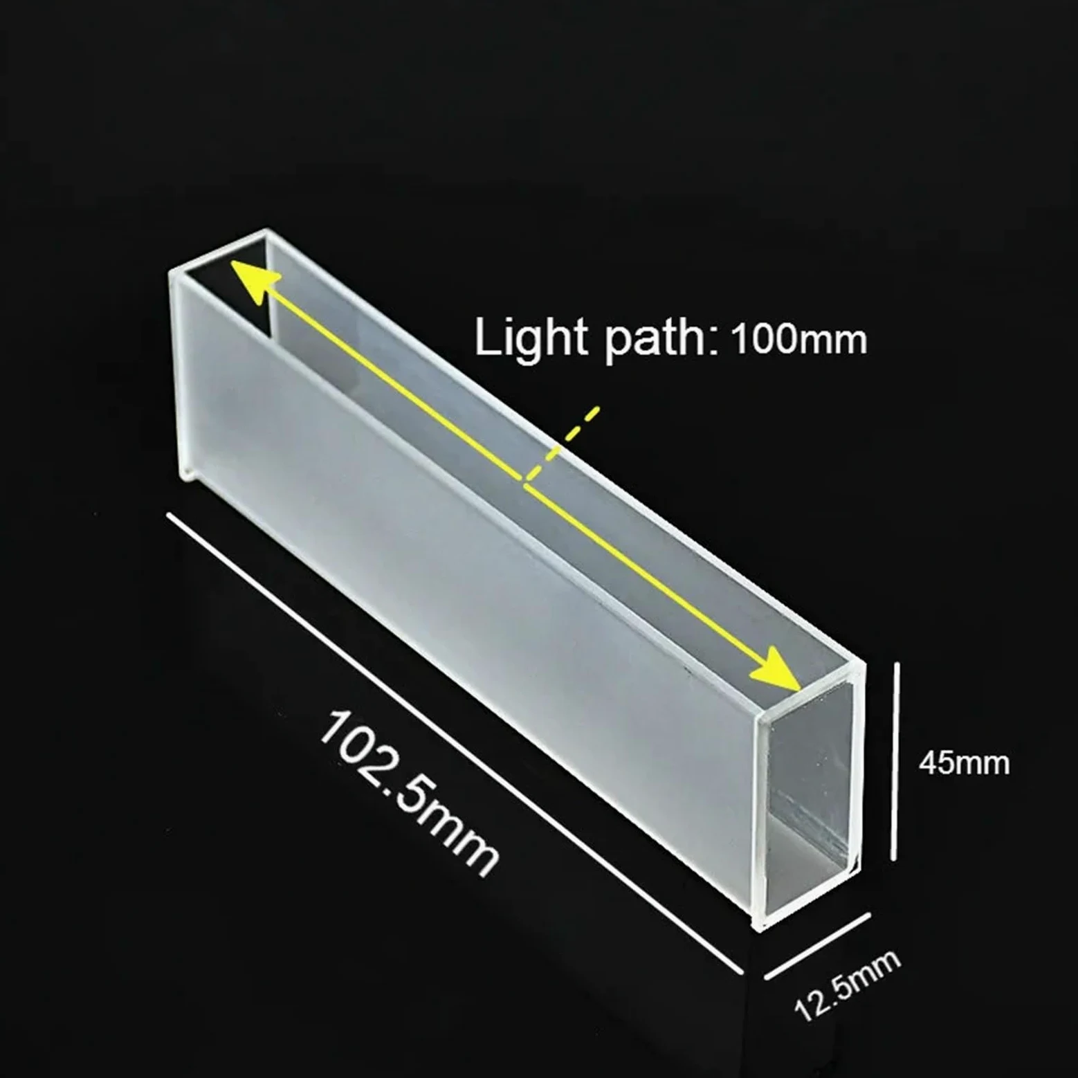 Cuvette de cuarzo de ángulo recto ， Cubeta de cuarzo con trayectoria de luz de 100 mm y celda de espectrómetro de 35 ml for espectrofotómetro con tecnología de sinterización de frita (paquete de 1)
