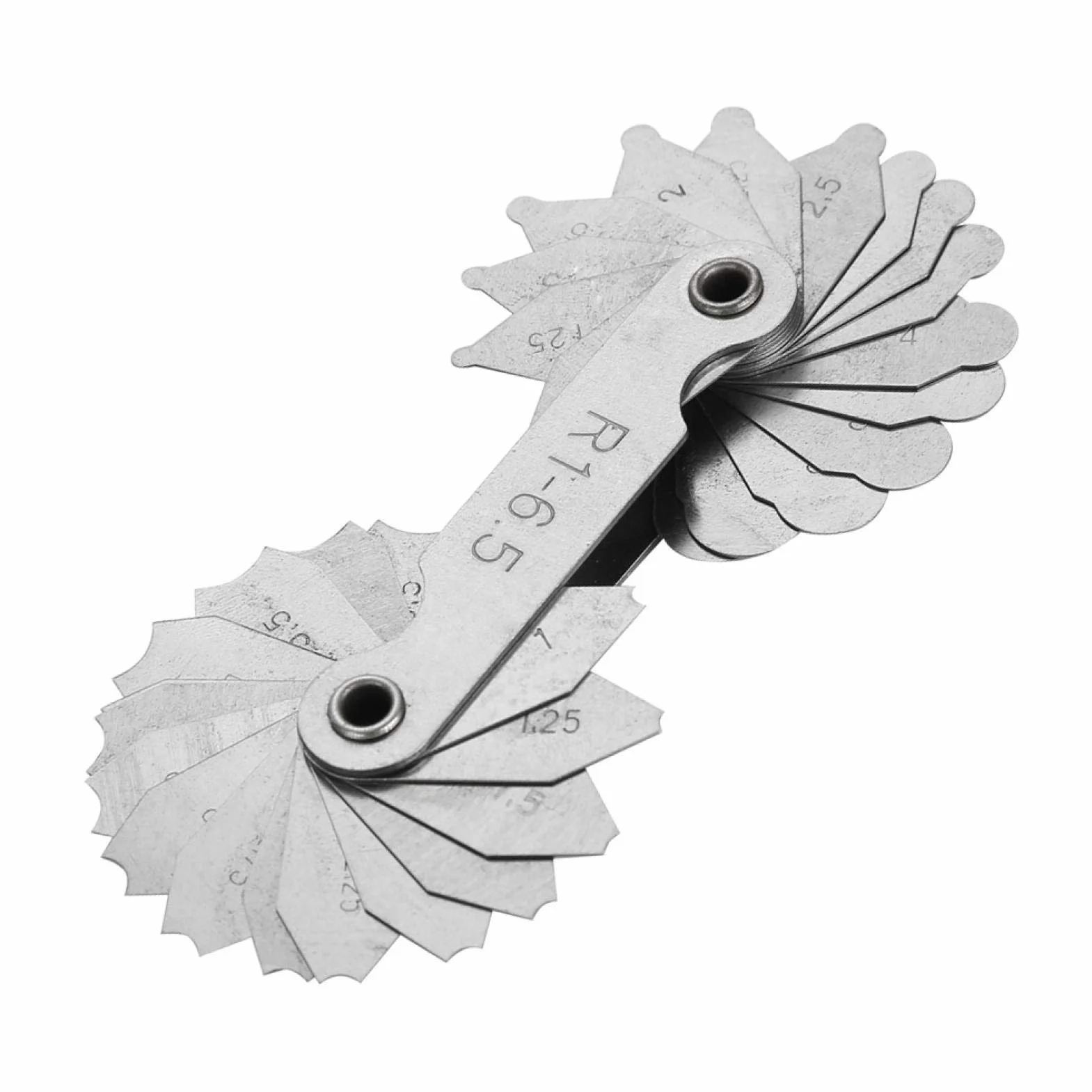 Medidor de Radio Acero Inoxidable R1-6.5mm, Herramienta de Medición Cóncava Convexa de Rosca Métrica