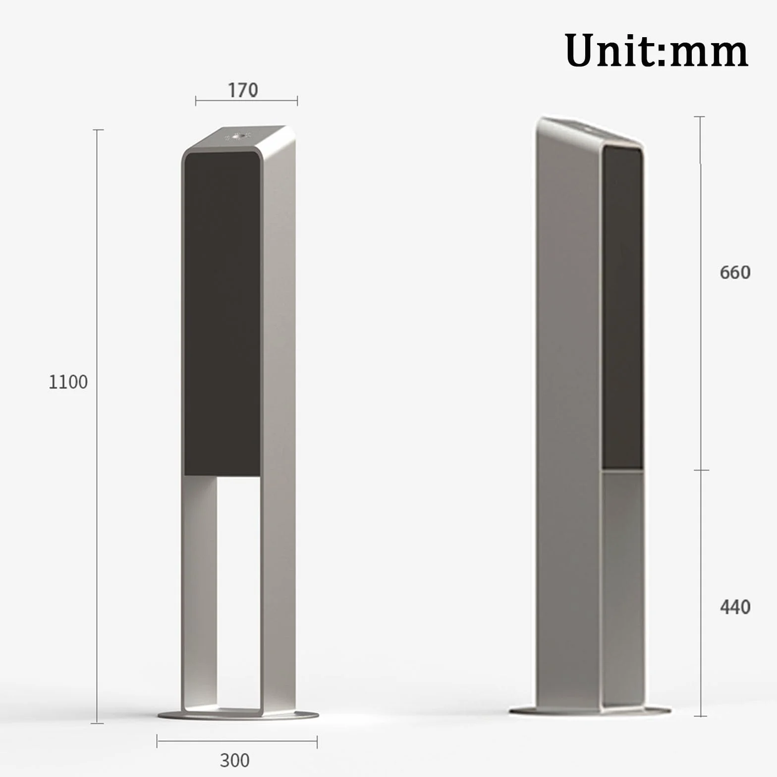 Cenicero de pie, receptáculo de acero inoxidable con diseño de inclinación de 30°, apertura de llave trasera fácil de limpiar para patio, oficina, hogar, restaurantes y exteriores