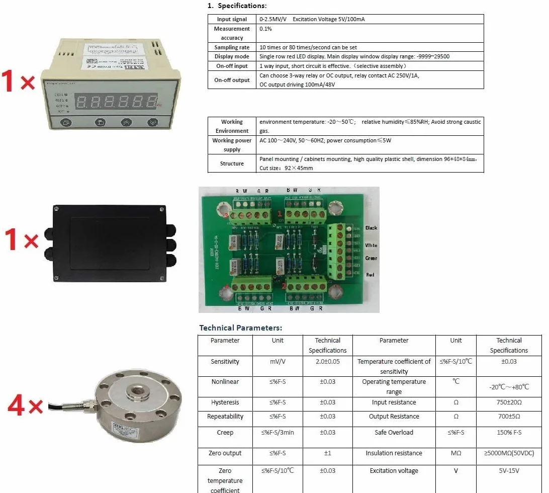 El sistema de pesaje del tanque está equipado con un sensor de pesaje inalámbrico de 4 piezas, 1 una caja de unión y 1 un dispositivo de monitoreo de peso (4 unidades - sensor de pesaje de 5000kg)