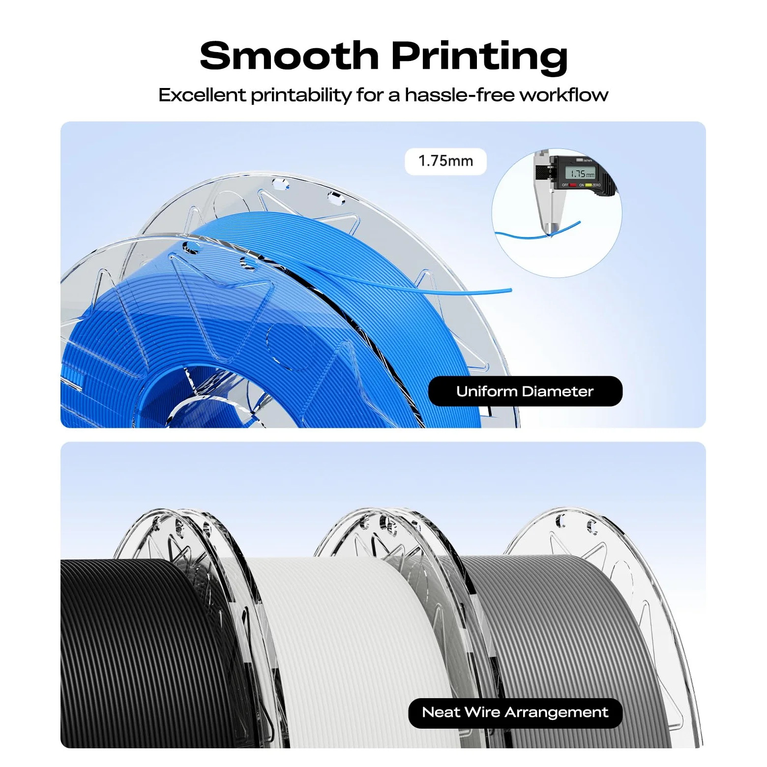 Creality Hyper PLA - Filamento RFID de 1,75 mm, 600 mm/s, alta velocidad, alta precisión y dureza, 15 colores, impresión 3D suave (2 kg, negro)