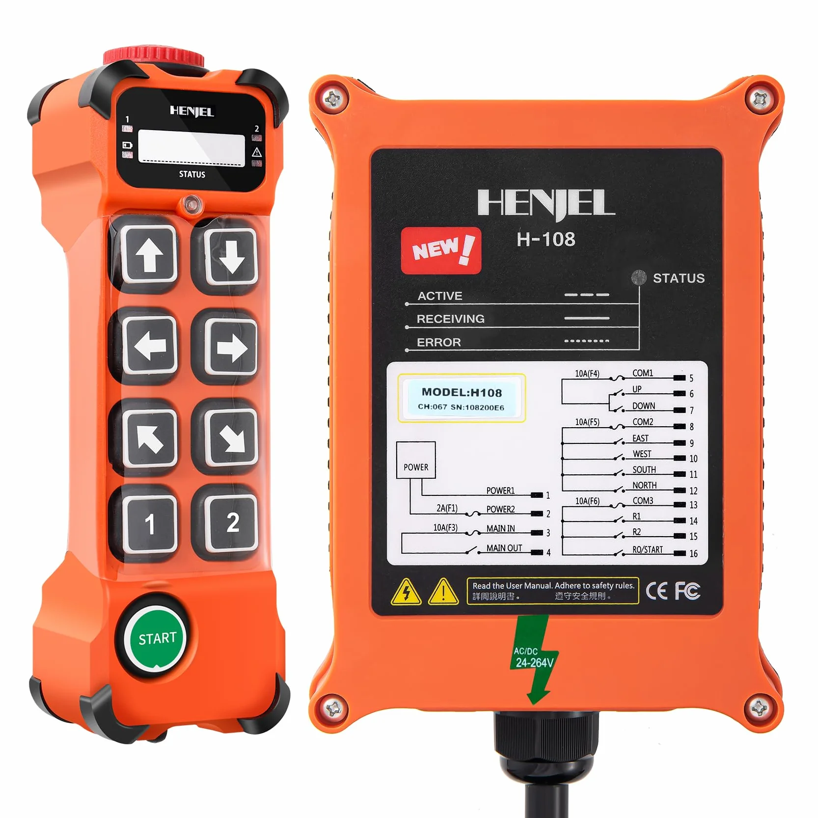 H108 24V 36V 220V Mando a distancia inalámbrico para grúa Transmisor de 8 botones Control remoto de radio industrial grúa de elevación eléctrica grúa puente aéreo Control remoto de grúa pórtico