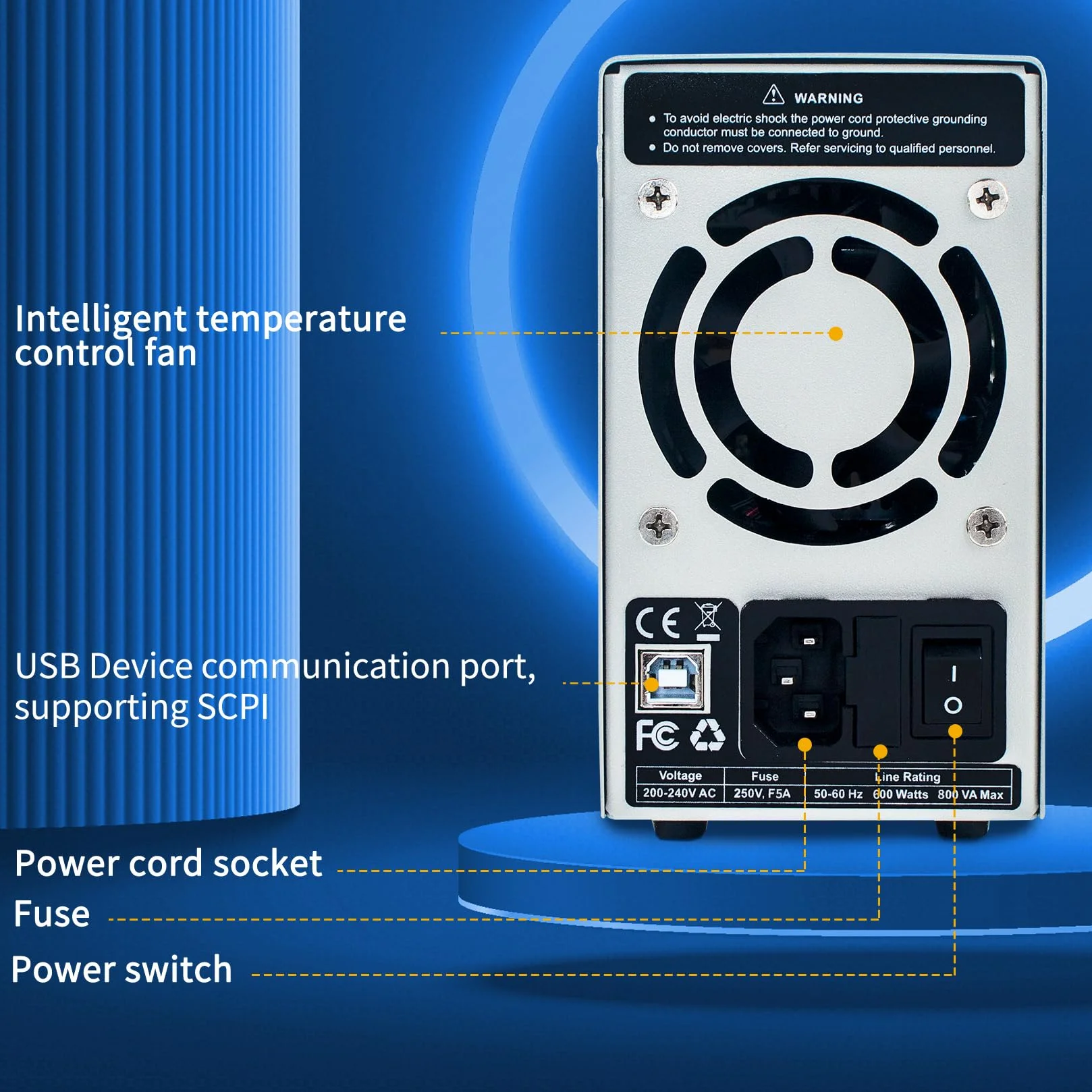 OWON SPE6103 Fuente de alimentación de CC programable, 300 W, 60 V/10 A, protección múltiple 4 dígitos de Alta precisión, Pantalla LCD TFT de 2,8 Pulgadas con Puerto USB
