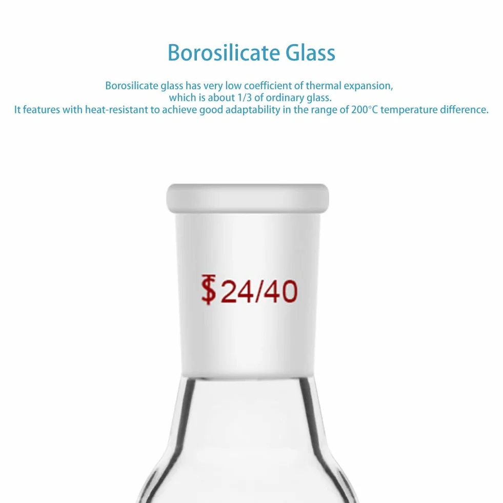 Stonylab Matraz de Recuperación de Vidrio Borosilicato, Cuello Único, Junta Cónica 24/40 Estándar, Forma de Pera, 10 ml