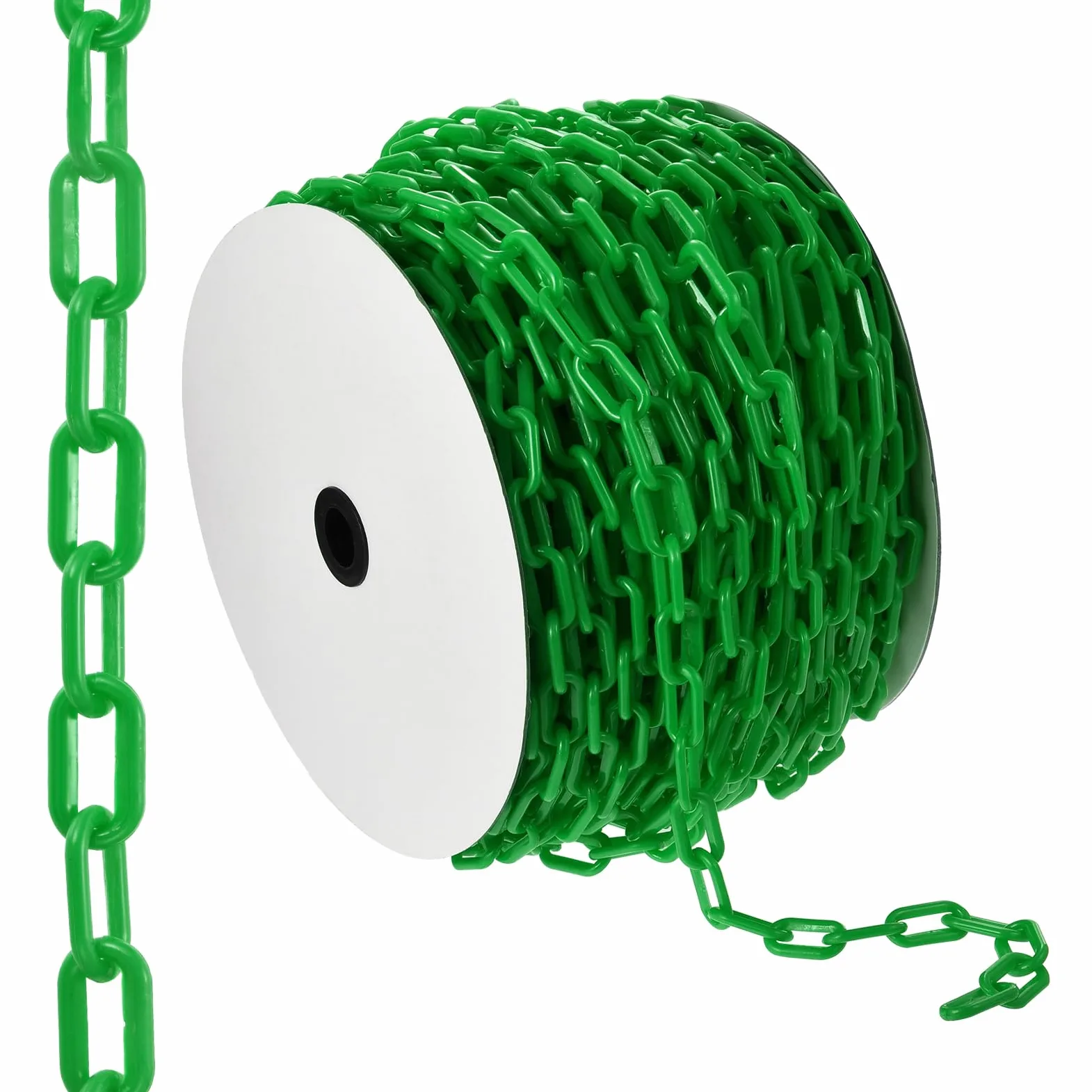 PATIKIL Cadena de barrera de plástico de 200 pies, Cadena de barrera de seguridad Cadena de plástico Enlaces de cadena de control de multitudes para valla de jardín de puerta, Verde