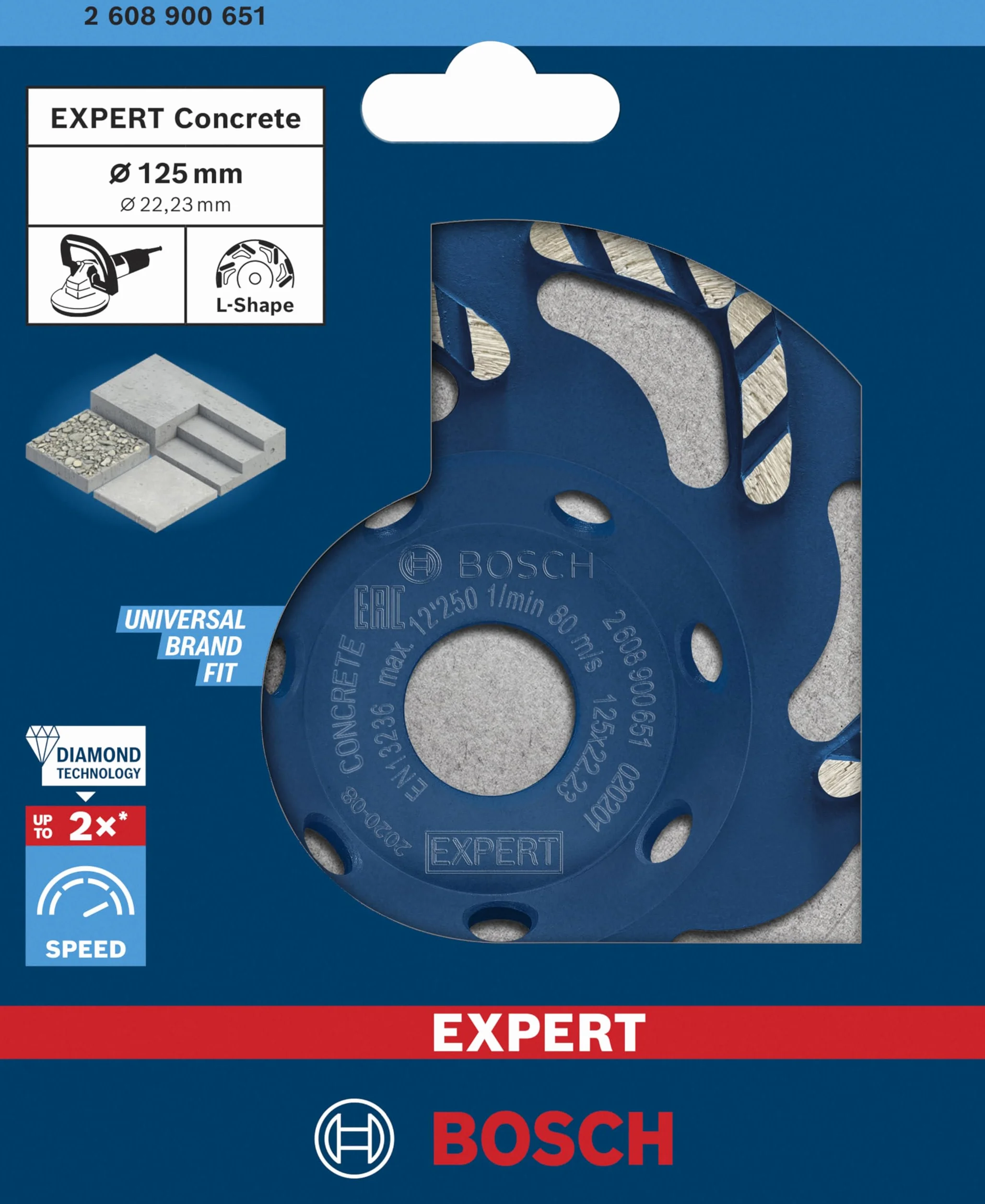Bosch Professional 1 x Vasos de desbaste de diamante Expert Concrete, para Hormigón, 125 mm, Accesorios Amoladora de hormigón