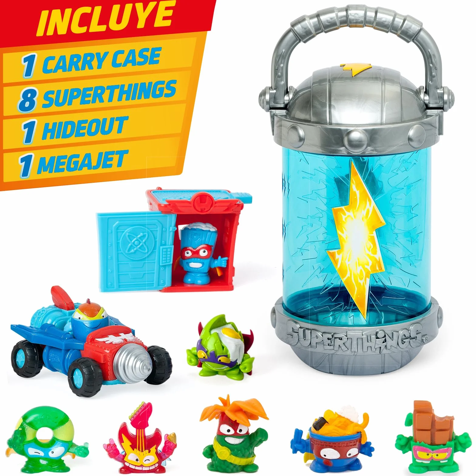 SUPERTHINGS KAZOOM Power Carry Case con 8 Figuras Sorpresa y Megajet