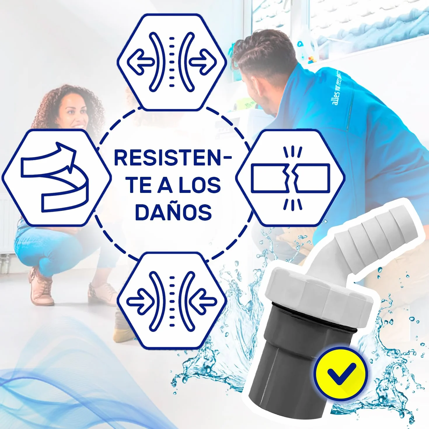 Adaptador Desague Lavadora Salida Tubo Ø40 mm Entrada Ø18-23 mm Lavavajillas MONTERAL