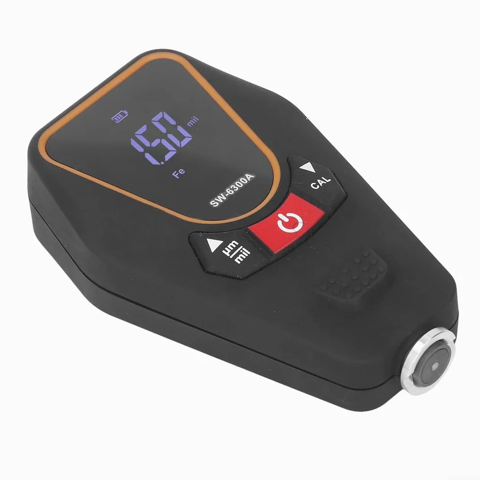 Medidor de espesor de revestimiento digital SW-6300A Inspector de película de pintura magnético y medidor de corriente de Foucault 0-1200um para pruebas de análisis de superficie