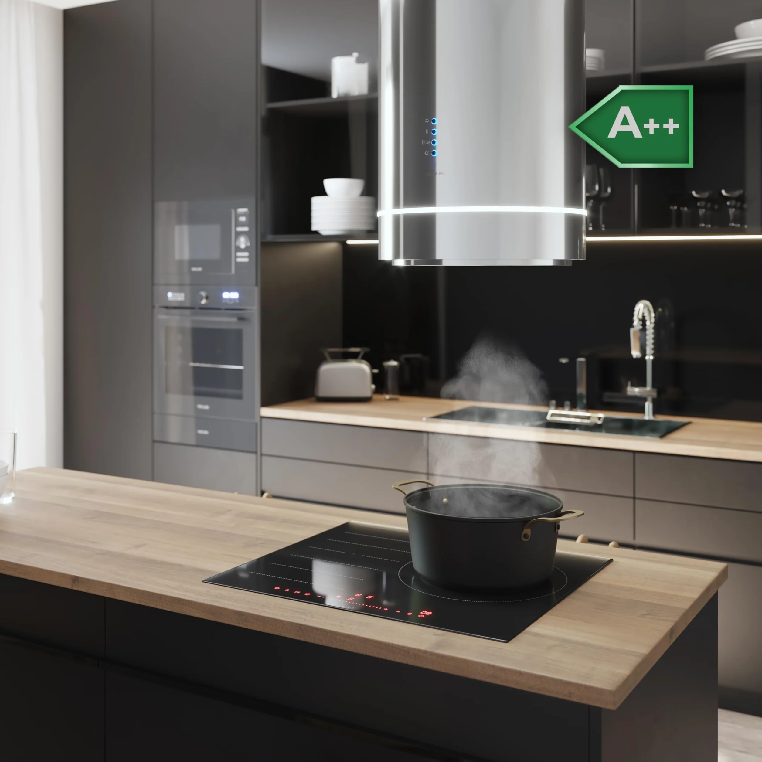 Cecotec Campana Extractora Isla Redonda 38cm Bolero Flux Ire 388000 Inox A++ 712m3/h 210W