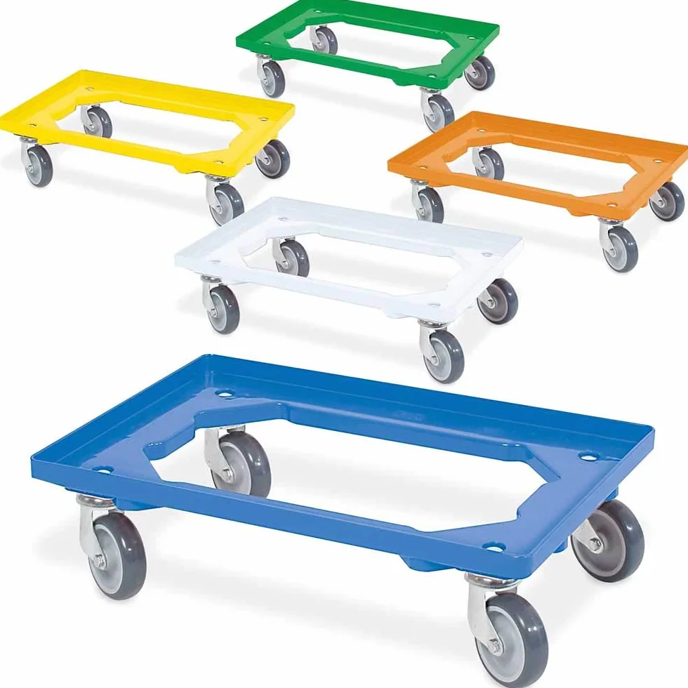Juego de 5 rodillos para recipientes de 600 x 400 mm, 1 rodillo en azul, amarillo, verde, naranja y blanco
