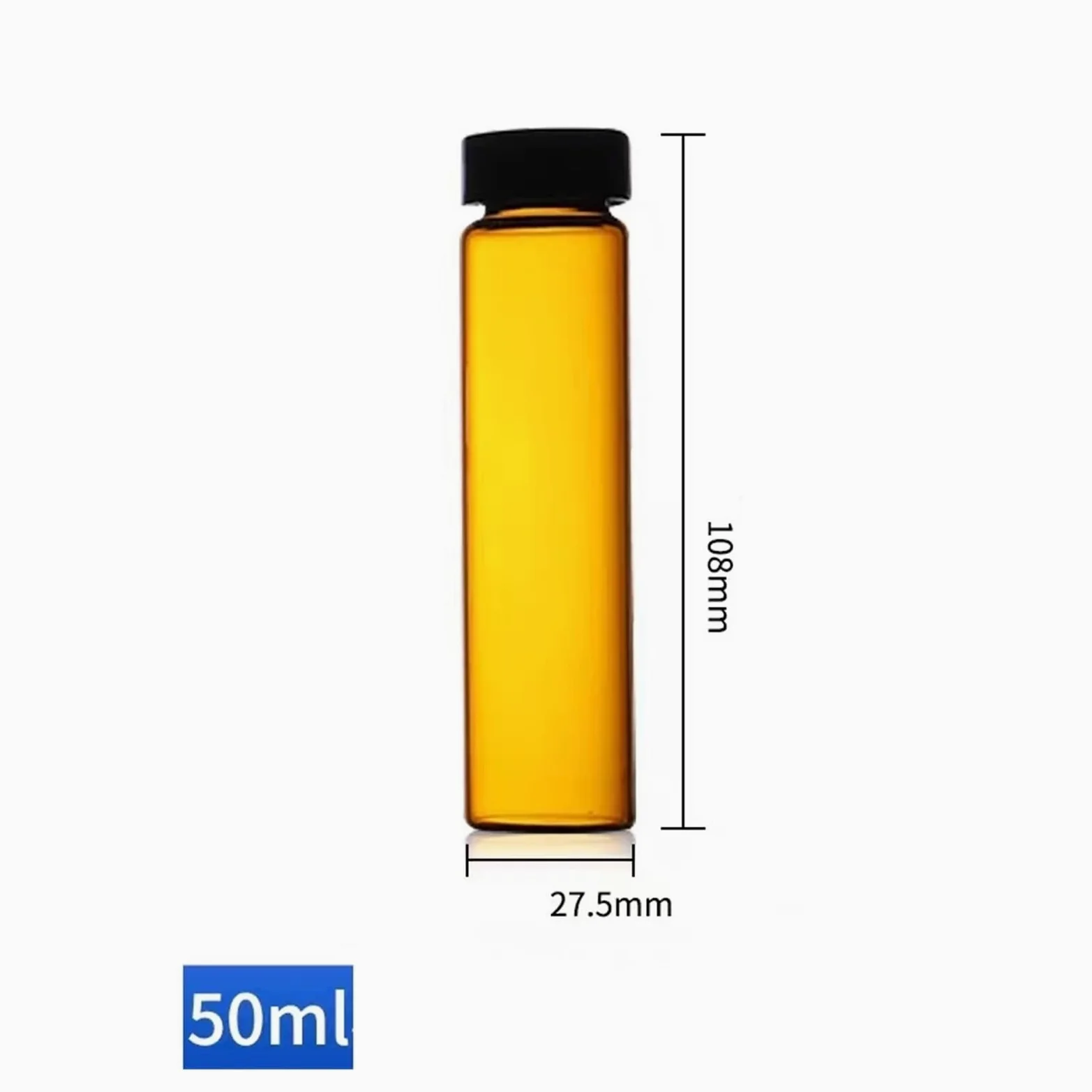 Botellas de vidrio transparentes, Frascos de vidrio marrón for muestras de aceites esenciales con tapón de rosca for laboratorio, de 3 ml a 50 ml.(50ml 20 pieces)
