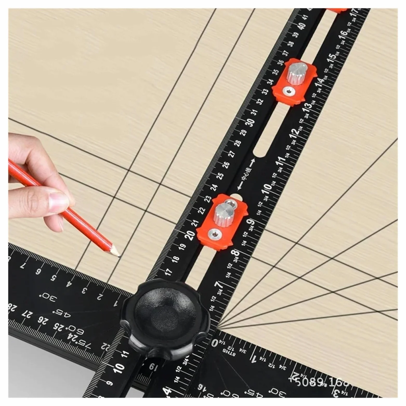 escuadra (herramienta de carpintero) Regla de posicionamiento de perforación 2 en 1, regla de ángulo combinado, regla en forma de T, accesorios del armario, plantilla, instalación de cajón, carpinterí