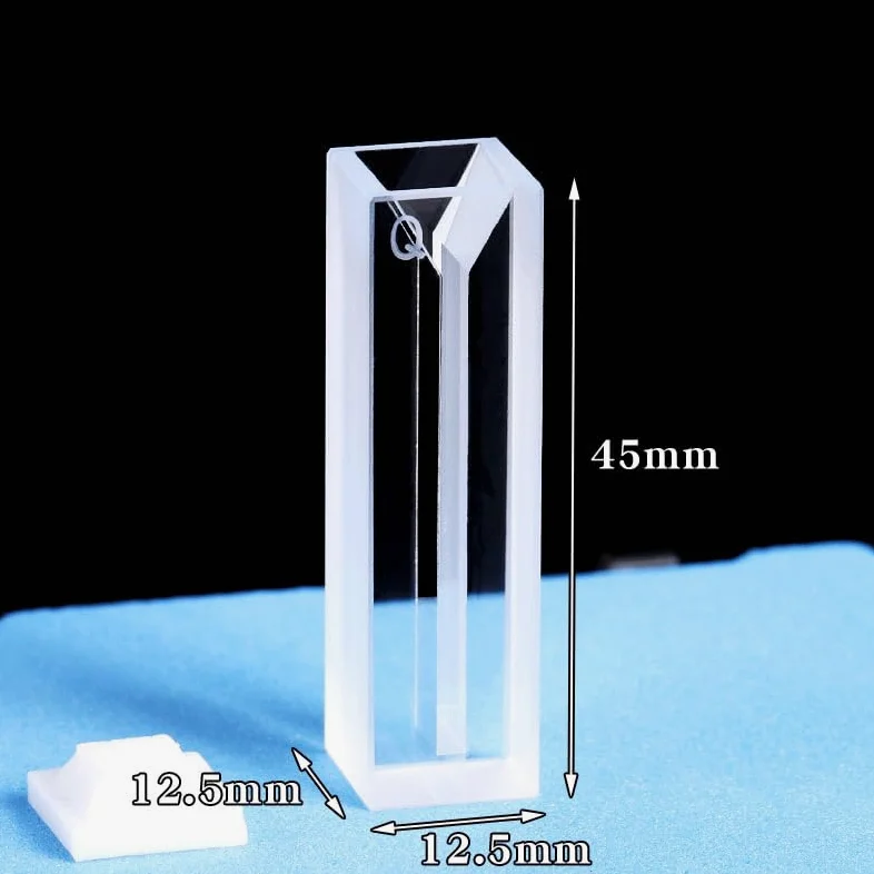 Cubeta de microcuarzo con tapa: volumen de 700 ul, longitud de recorrido de 10 mm, compatible con espectrofotómetro UV-Visible