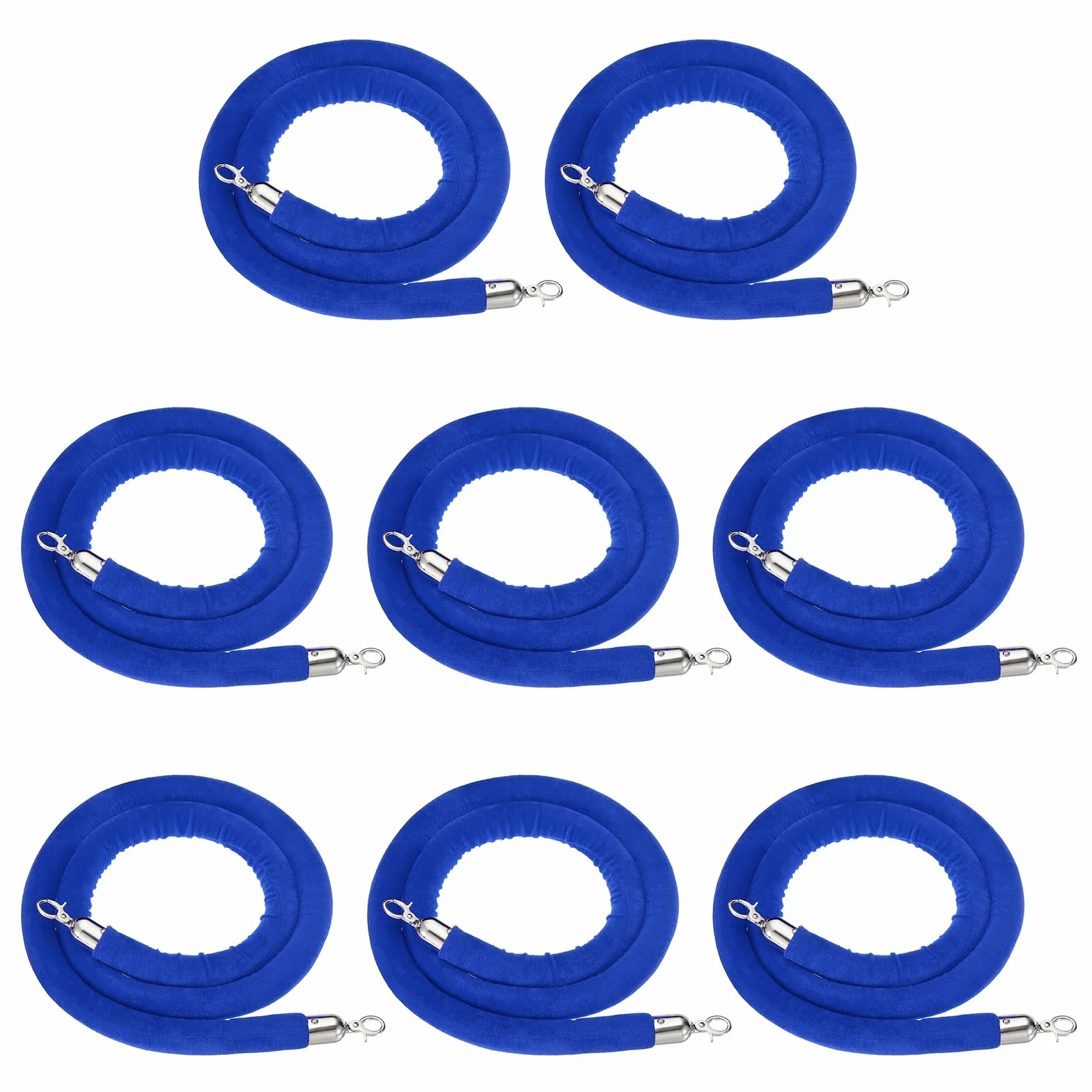 PATIKIL 8 Unidades Cuerda De Terciopelo Azul Para Postes De 6 Pies Cuerda De Barrera Para Control De Multitudes Con Ganchos De Acero Inoxidable Plateados Para Eventos Con Alfombra