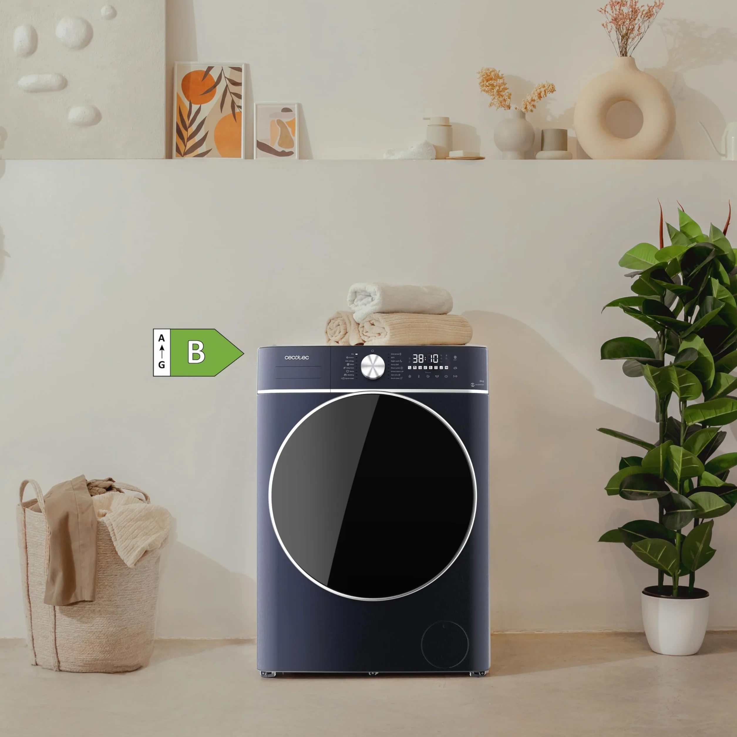 Cecotec Bolero Wash&Dry 8580 Lavadora Secadora 8.5kg Carga Frontal 1400RPM Inverter Ice Blue
