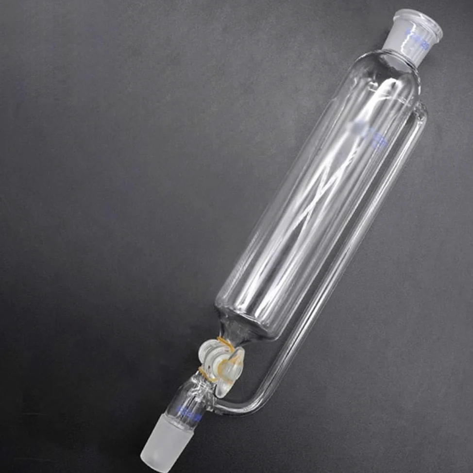 Embudo de separación de 250 ml, forma cilíndrica, presión constante, embudo de vidrio con compensación de presión