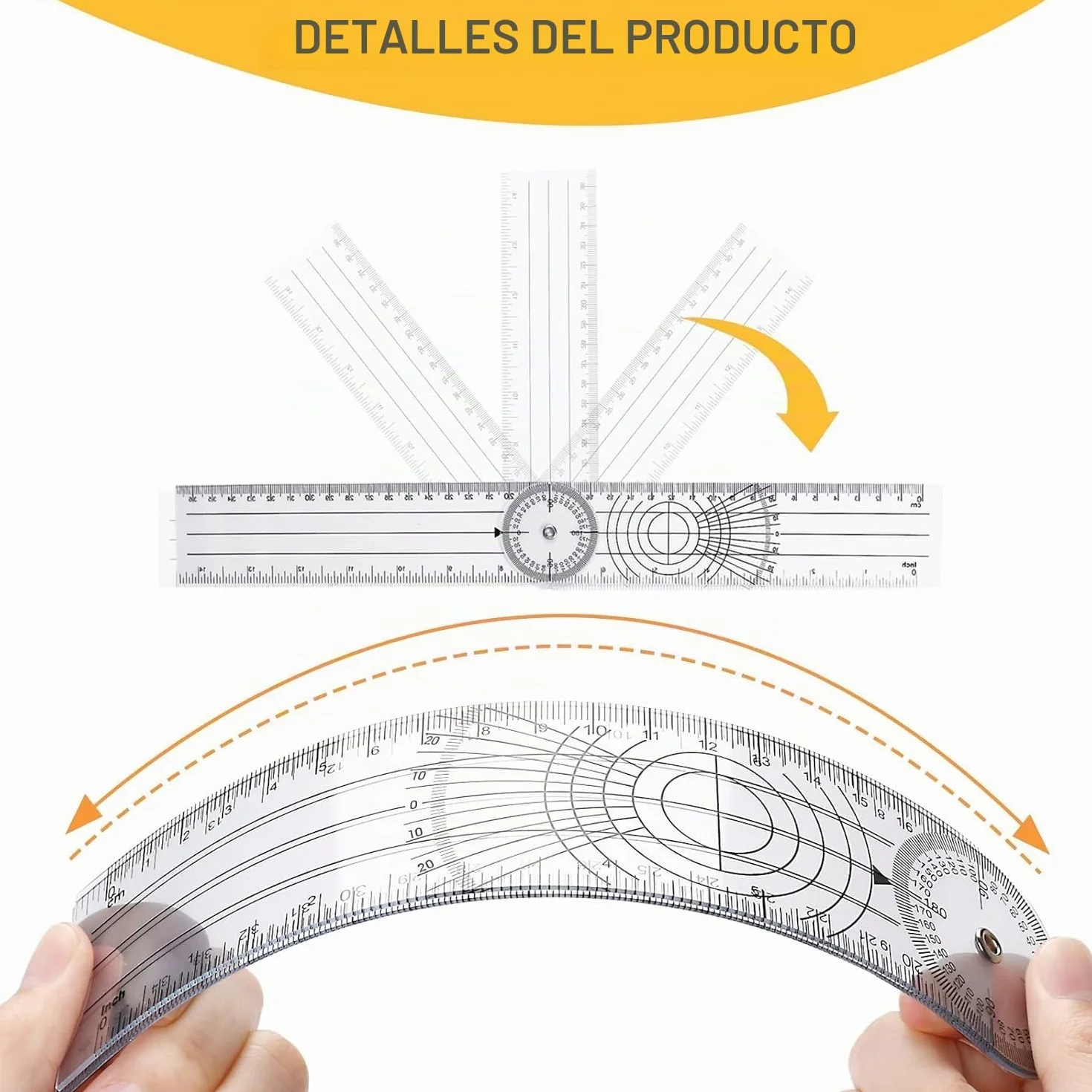 Goniometro Médico Plástico 360° PVC Fisioterapia Transportador de Articulaciones