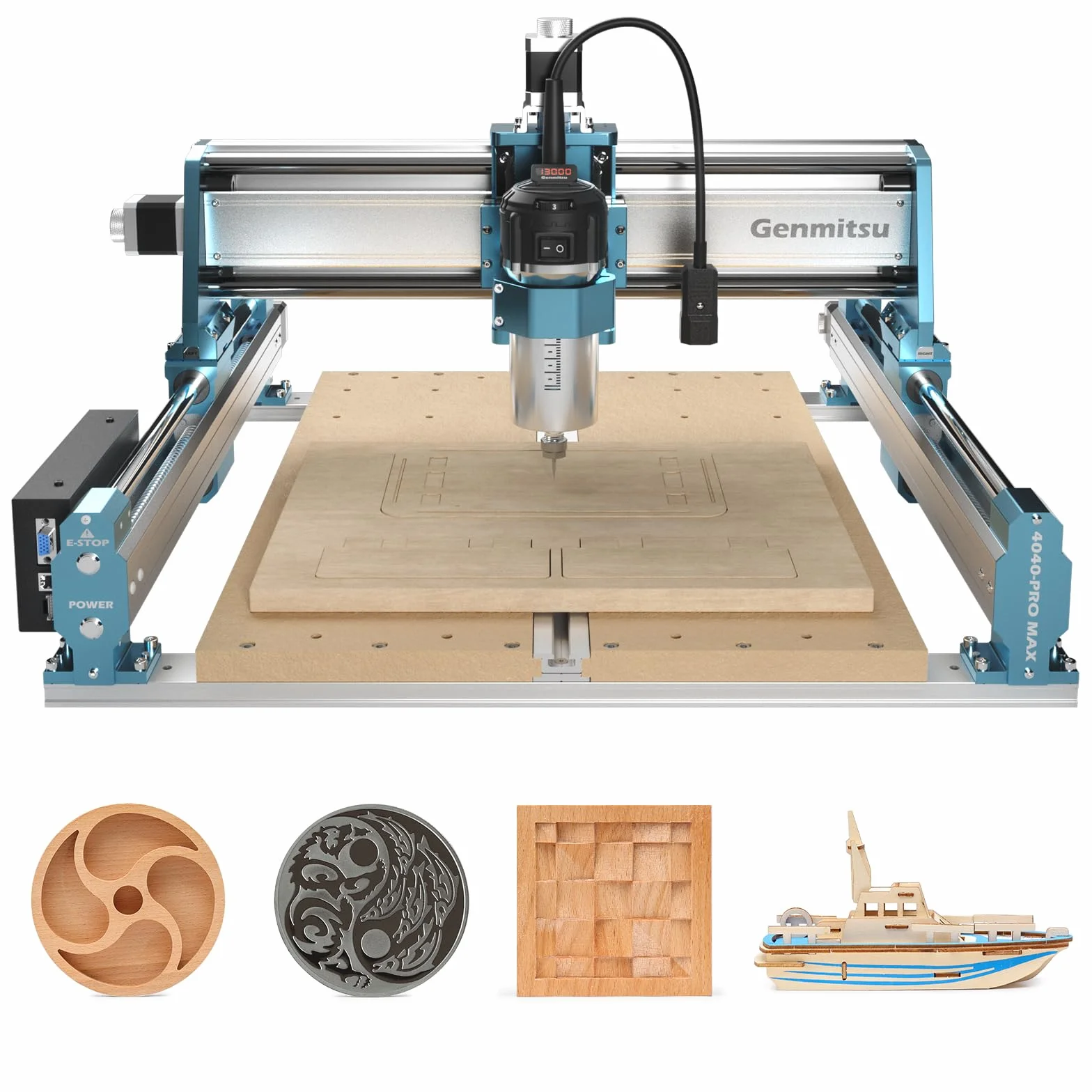 Genmitsu 4040-PRO MAX - Fresadora CNC para fresado de madera, metal y acrílico, control GRBL, máquina de grabado de 3 ejes con recortadora de 710 W y accionamiento de riel lineal