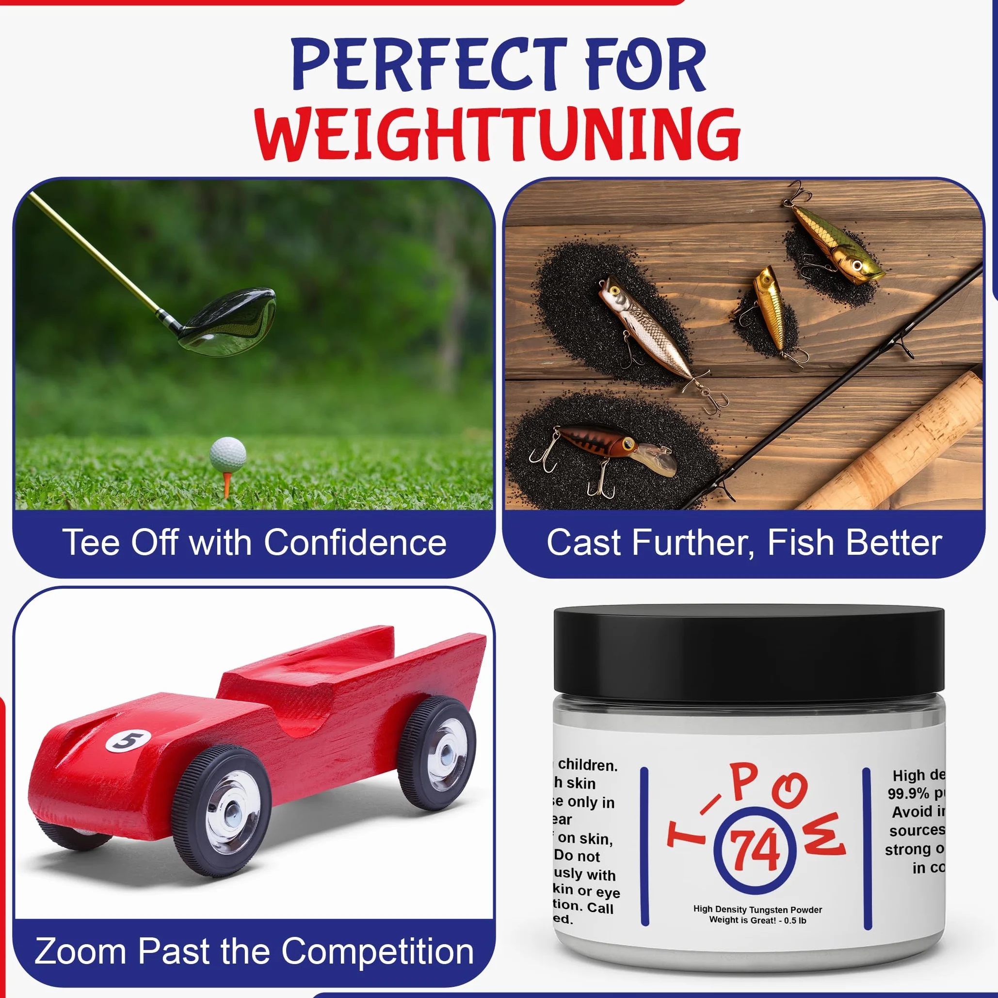Polvo de tungsteno | Alta densidad | Más del 99.9% de pureza | 0.45 libras | Perfecto para añadir peso a cualquier cosa: palos de golf, atado de moscas, coches Derby de madera de pino