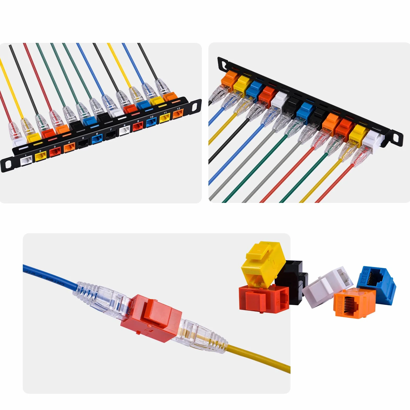 GeeekPi Panel de conexión de 10" 0,5U 12 Puertos Cat6 RJ45 para Gabinetes de Red
