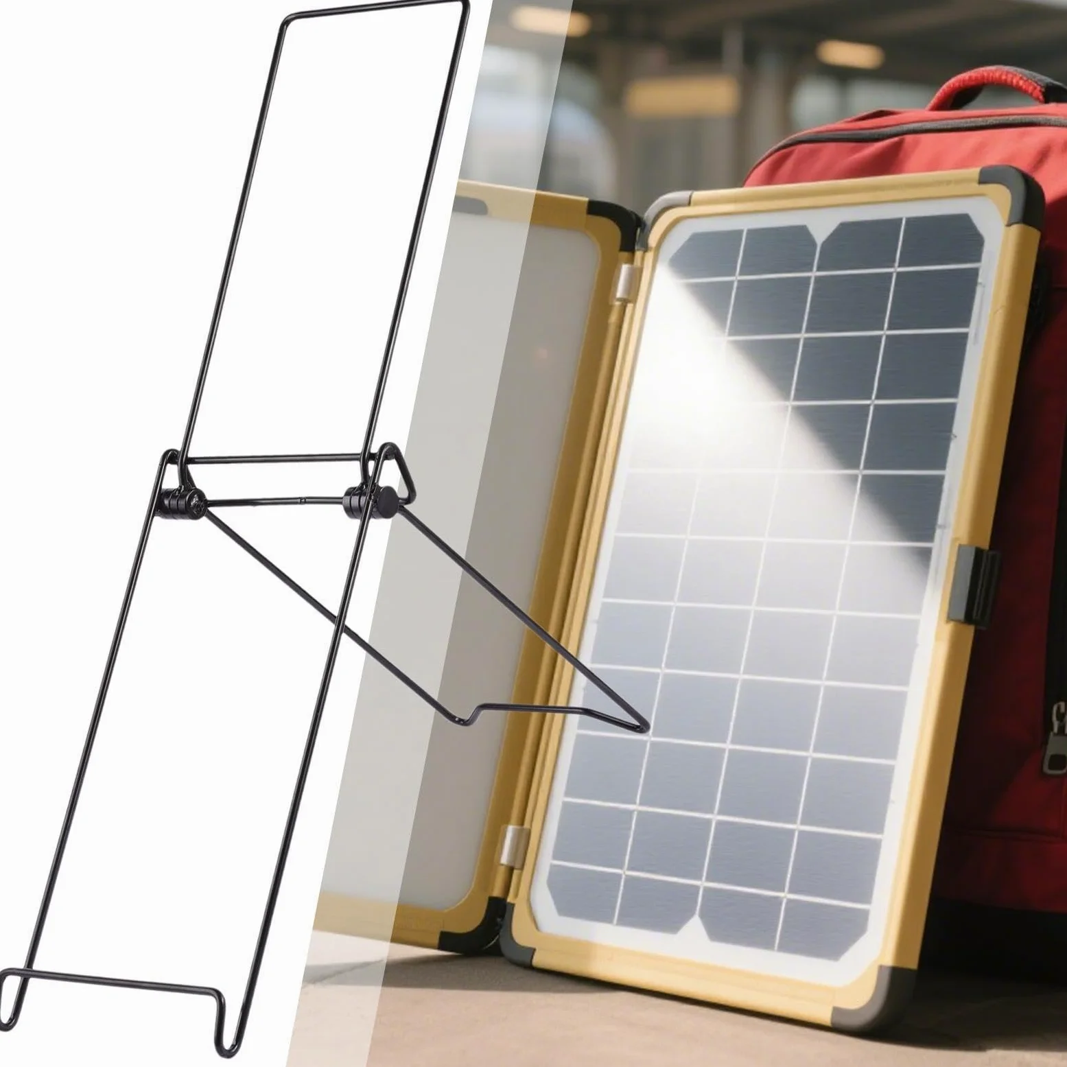 Soporte Para Panel Solar Rack Metálico De Montaje Rápido | Base Plegable Para Panel Solar De 2 Piezas Para Exterior Jardín Patio Terraza Balcón Tejado Camping Picnic