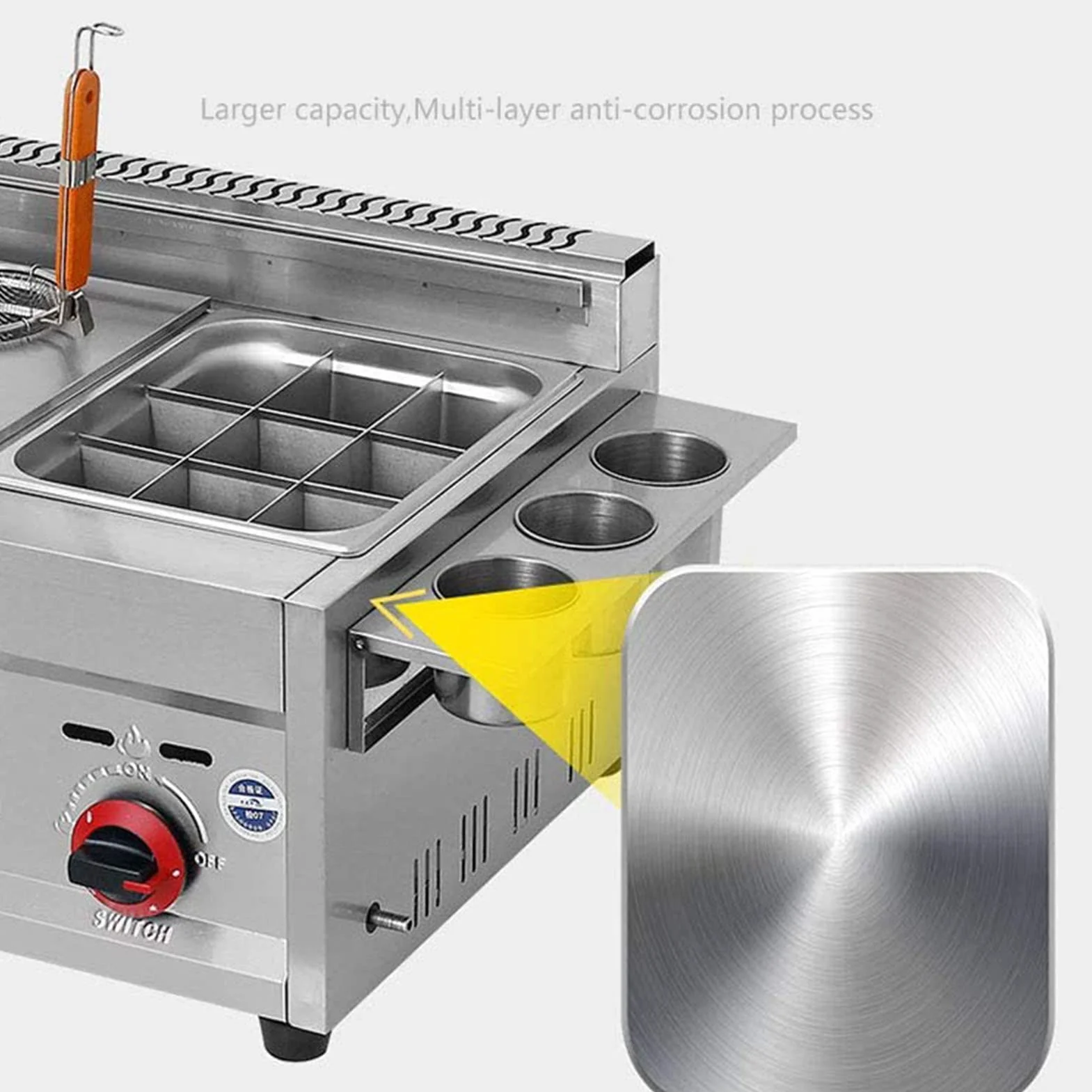 YSDQ Freidora Profesional de Gas Comercial, freidora de Restaurante de Cocina de Escritorio de Acero Inoxidable Gran Capacidad con Cesta para Frer, para Uso Comercial y Domstico