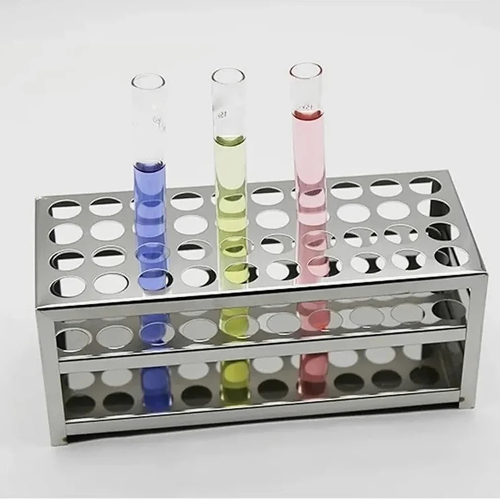 Equipos y suministros de laboratorio Gradilla for tubos de acero inoxidable 15,5/18,5/21,5/25 mm con 30/40 orificios for centrífuga laboratorio