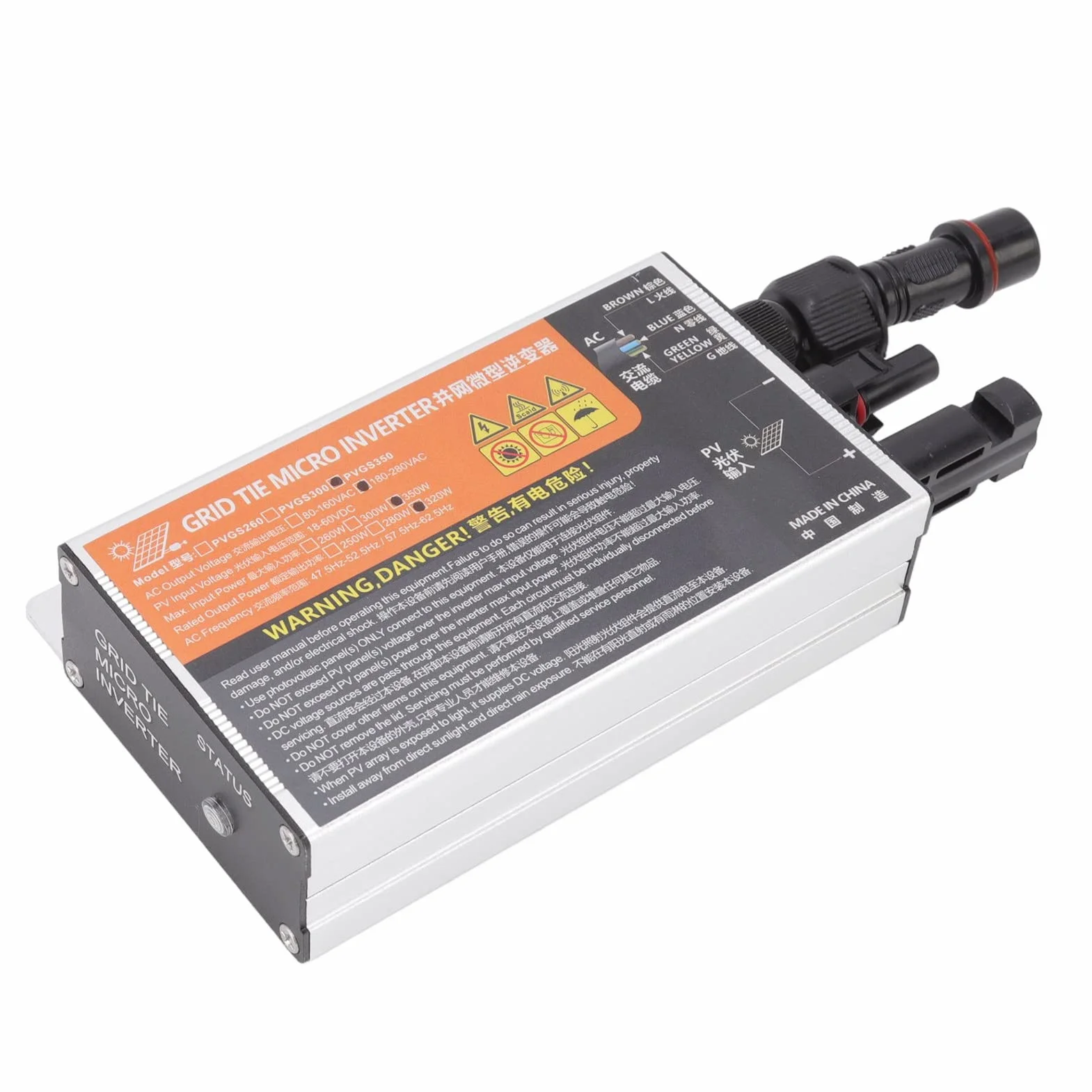 Inversor de lazo de cuadrícula, Microinversores para paneles solares Microinversor Solar Grid Tie 18‑60V inversor solar con alta tasa de conversión para pequeños sistemas solares