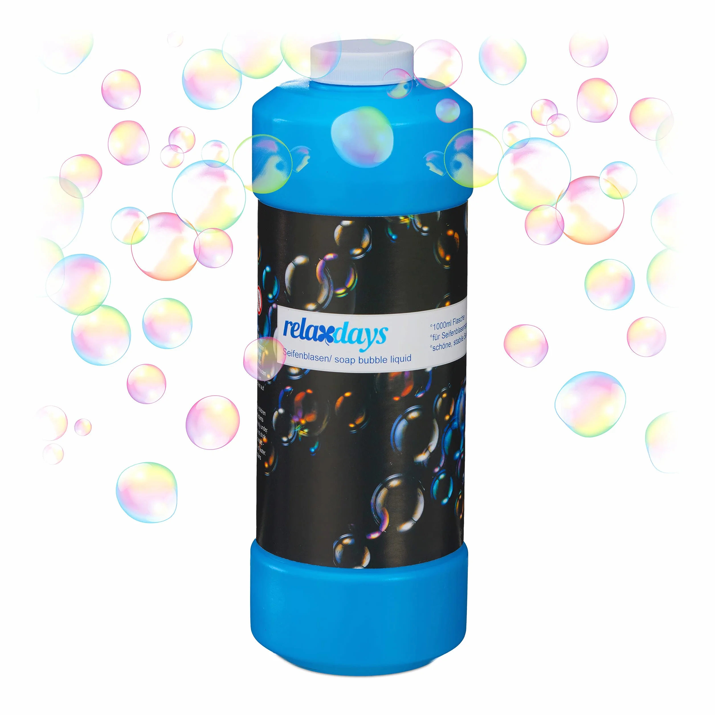 Relaxdays Jabón Pompas Recambio, 1 Litro, multicolor
