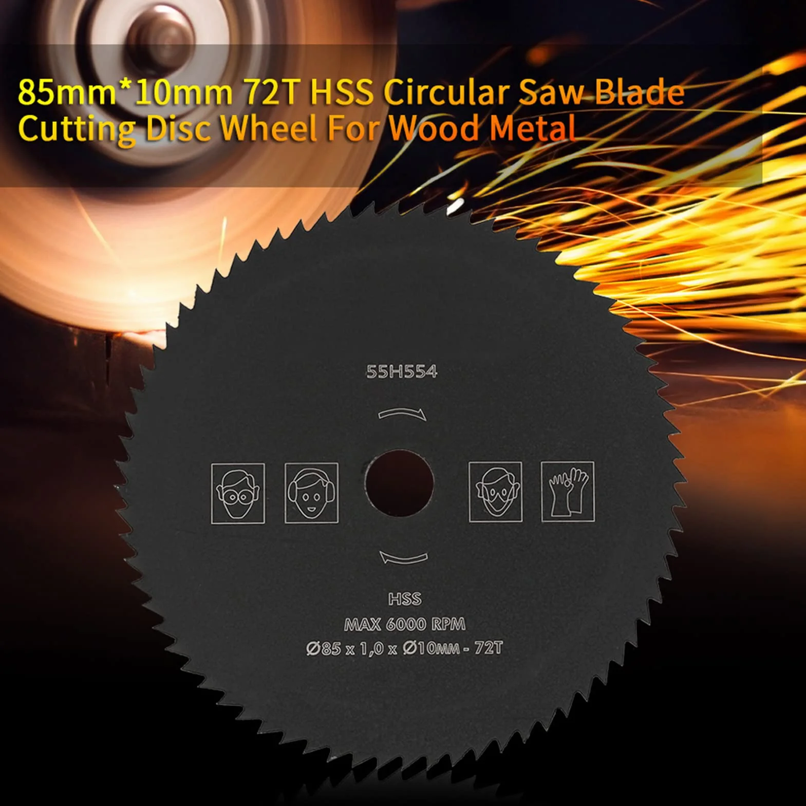 Hojas de Sierra Circular de 85mm x 10mm HSS 72 Dientes para Carpintería, Madera, Metal y PVC